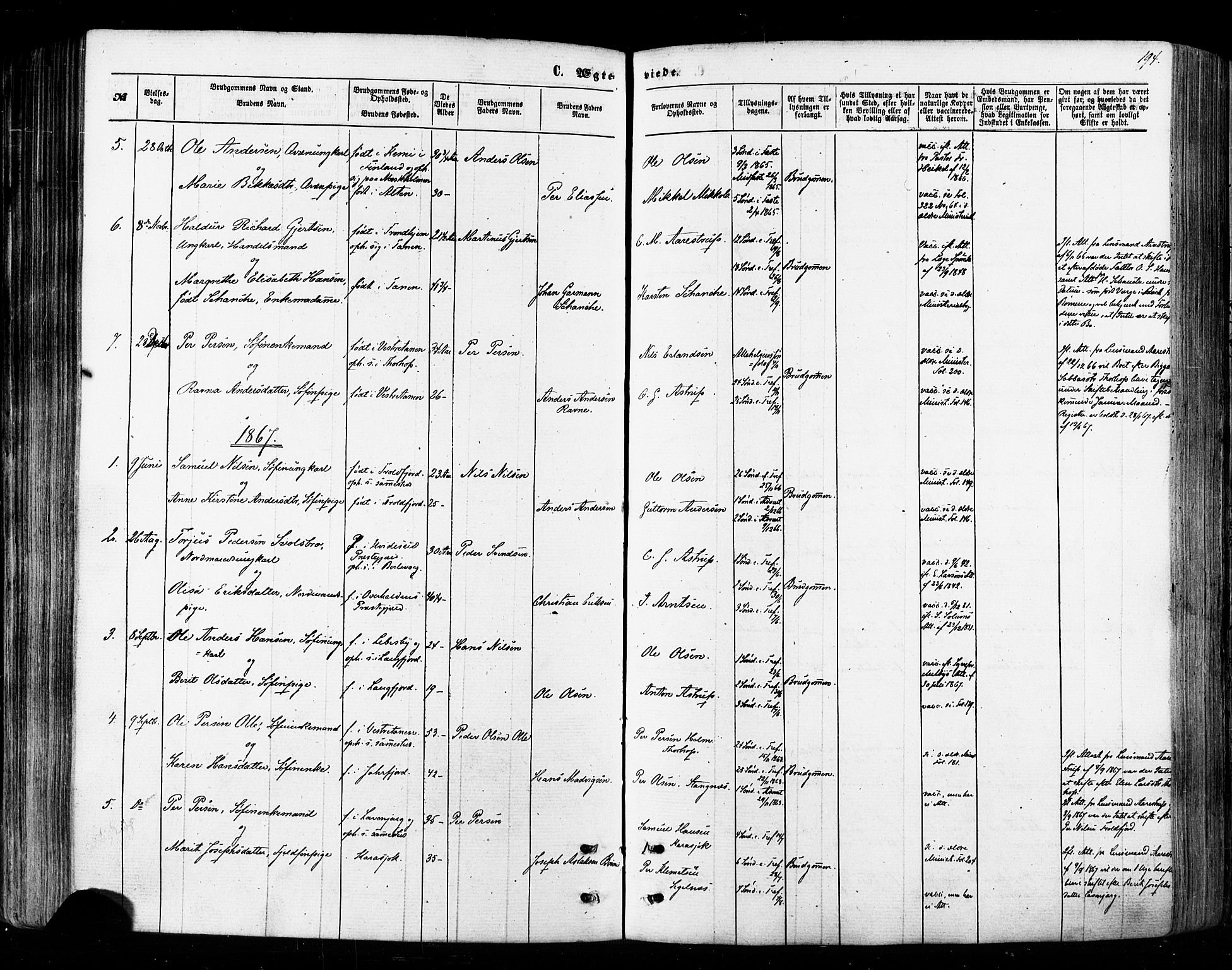 Tana sokneprestkontor, SATØ/S-1334/H/Ha/L0002kirke: Parish register (official) no. 2 /1, 1861-1877, p. 194