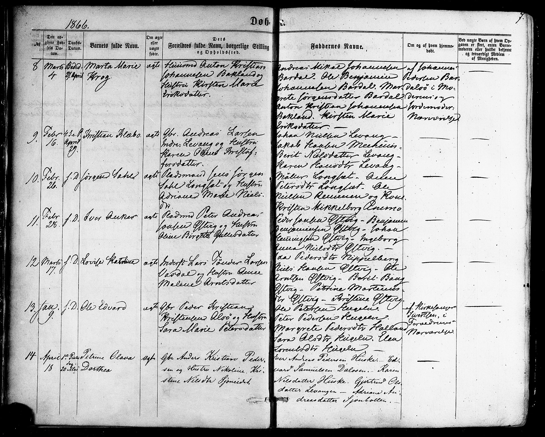 Ministerialprotokoller, klokkerbøker og fødselsregistre - Nordland, AV/SAT-A-1459/838/L0551: Parish register (official) no. 838A09, 1864-1880, p. 7