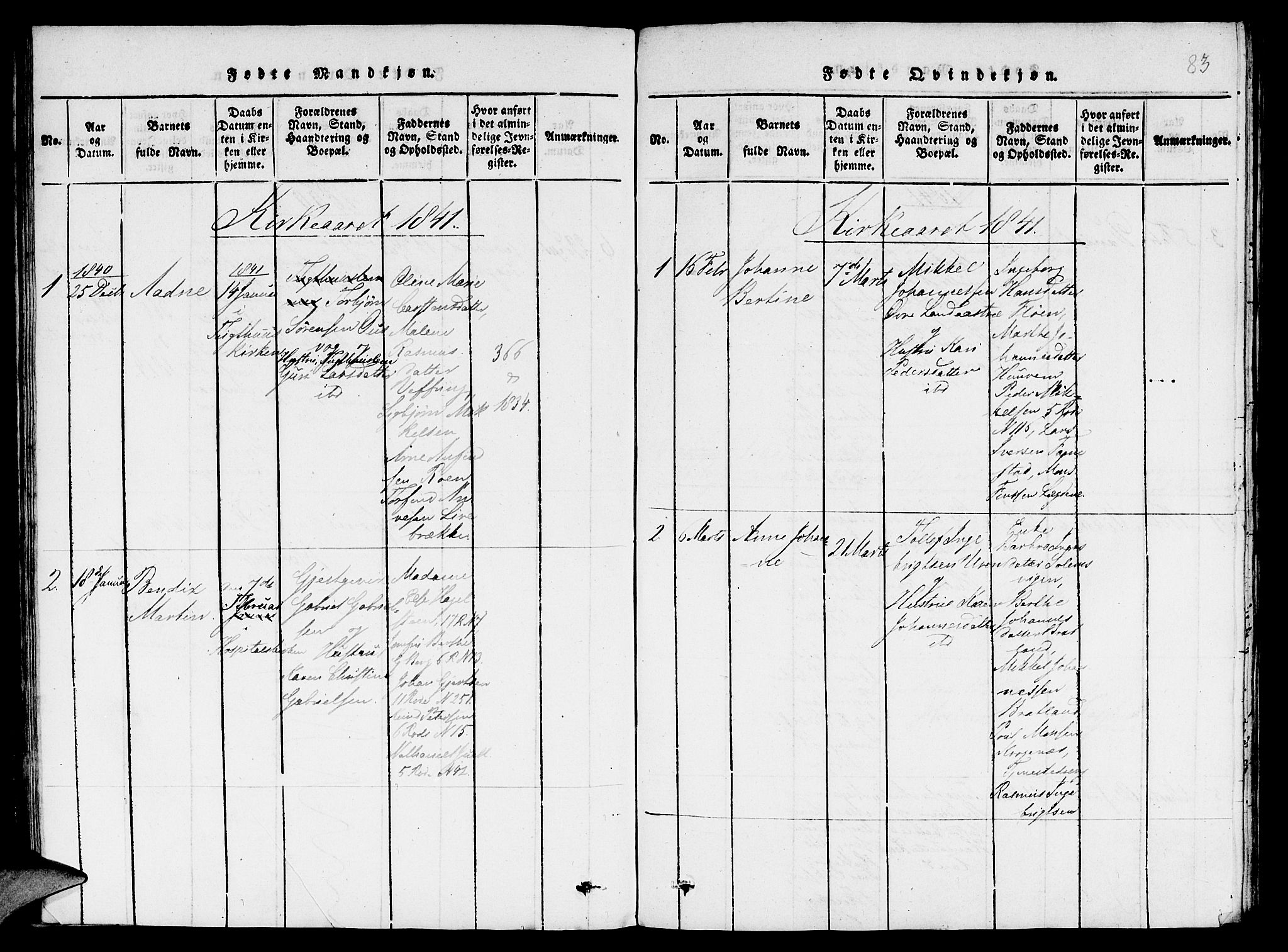 St. Jørgens hospital og Årstad sokneprestembete, SAB/A-99934: Parish register (copy) no. A 1, 1816-1843, p. 83