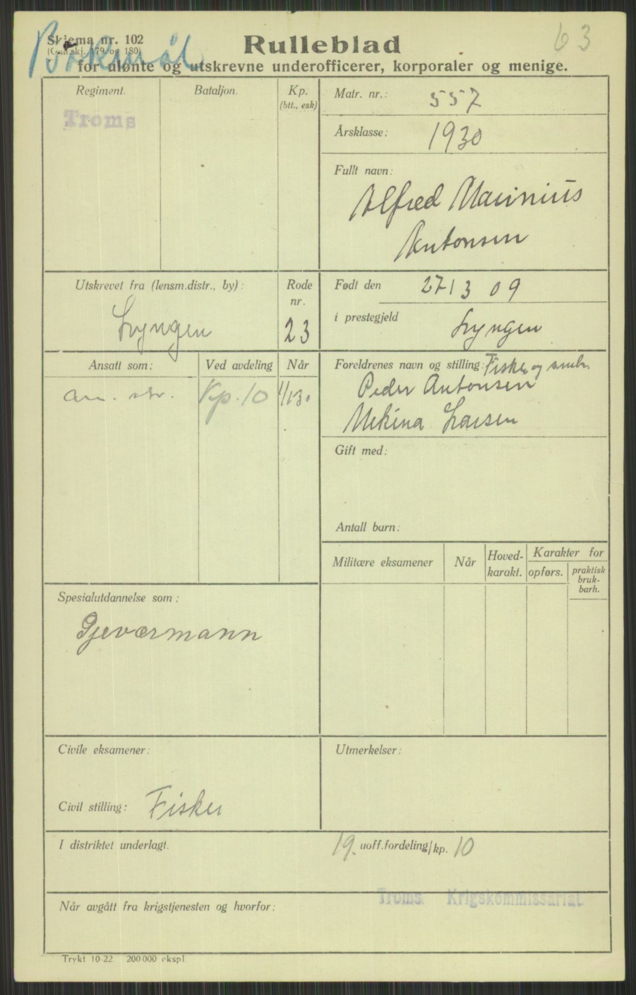 Forsvaret, Troms infanteriregiment nr. 16, AV/RA-RAFA-3146/P/Pa/L0014: Rulleblad for regimentets menige mannskaper, årsklasse 1930, 1930, p. 37