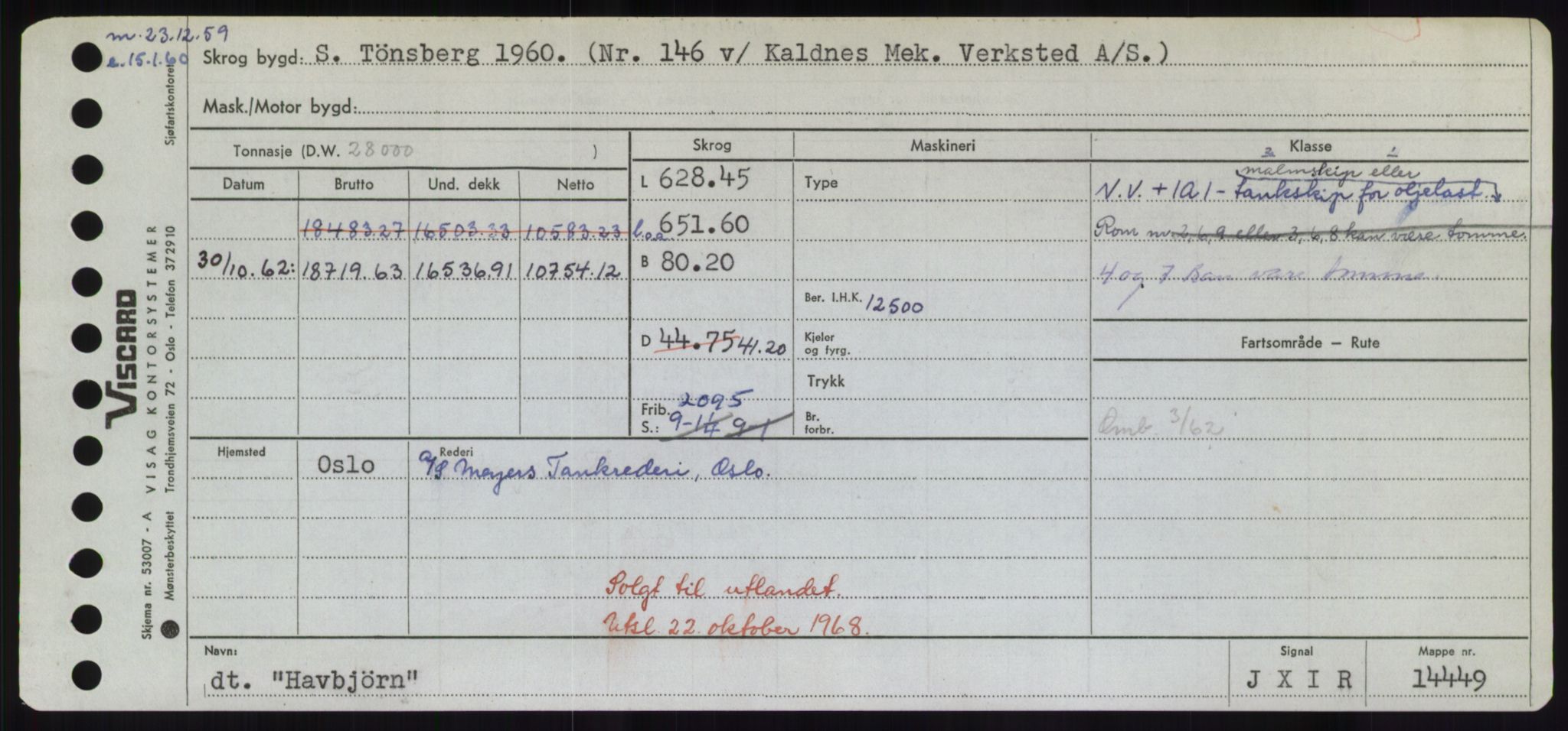 Sjøfartsdirektoratet med forløpere, Skipsmålingen, RA/S-1627/H/Hd/L0014: Fartøy, H-Havl, p. 459