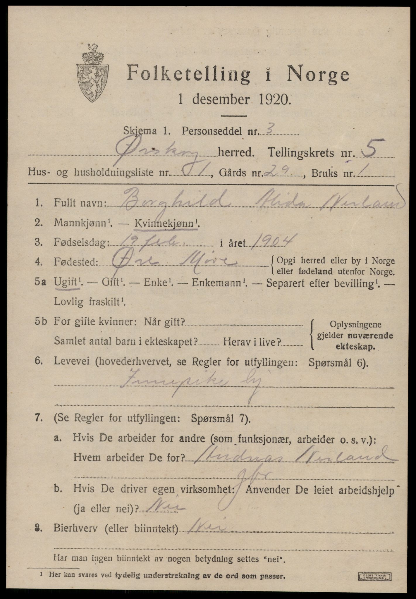 SAT, 1920 census for Ørskog, 1920, p. 3026