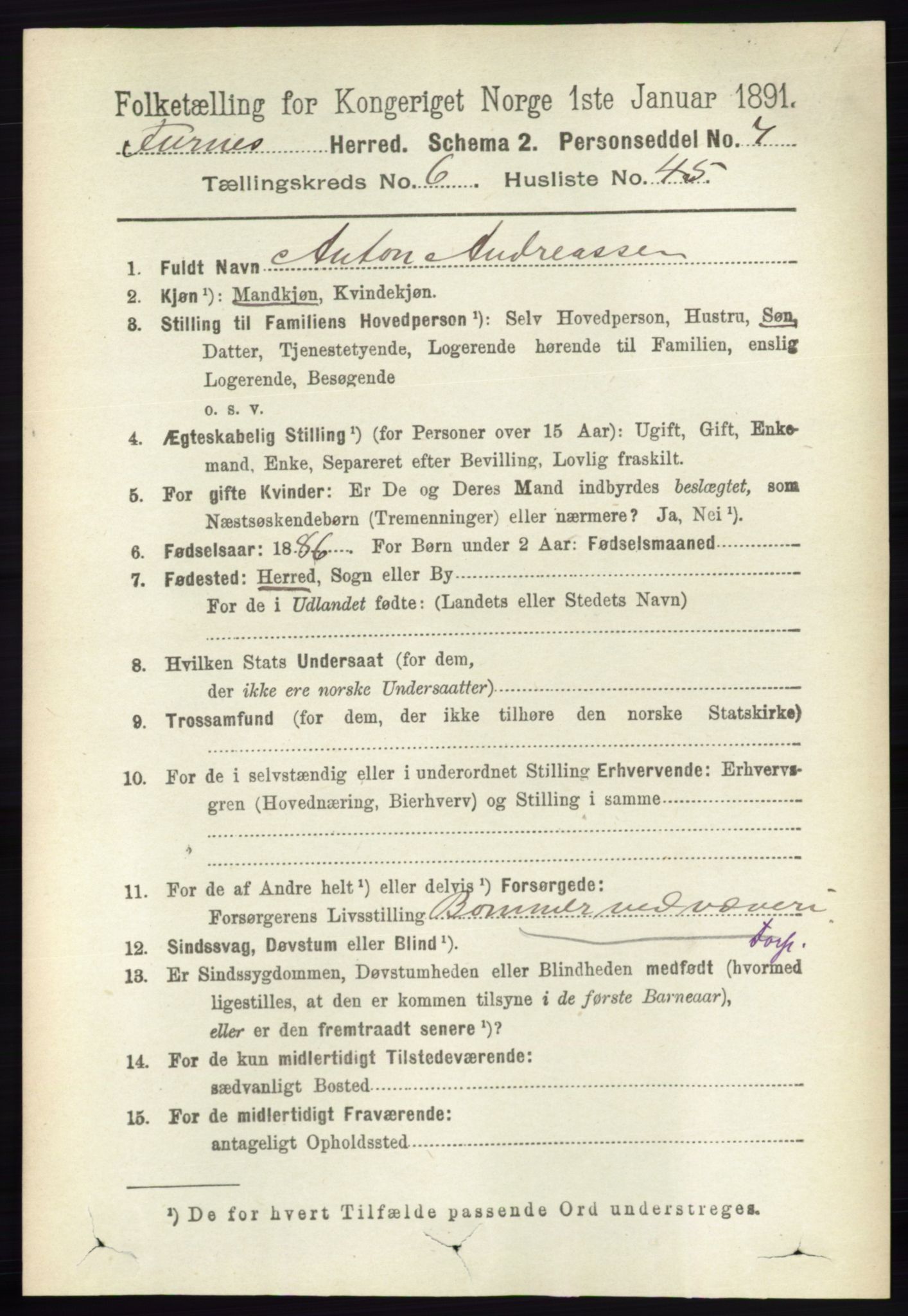 RA, Census 1891 for 0413 Furnes herred, 1891, p. 4335