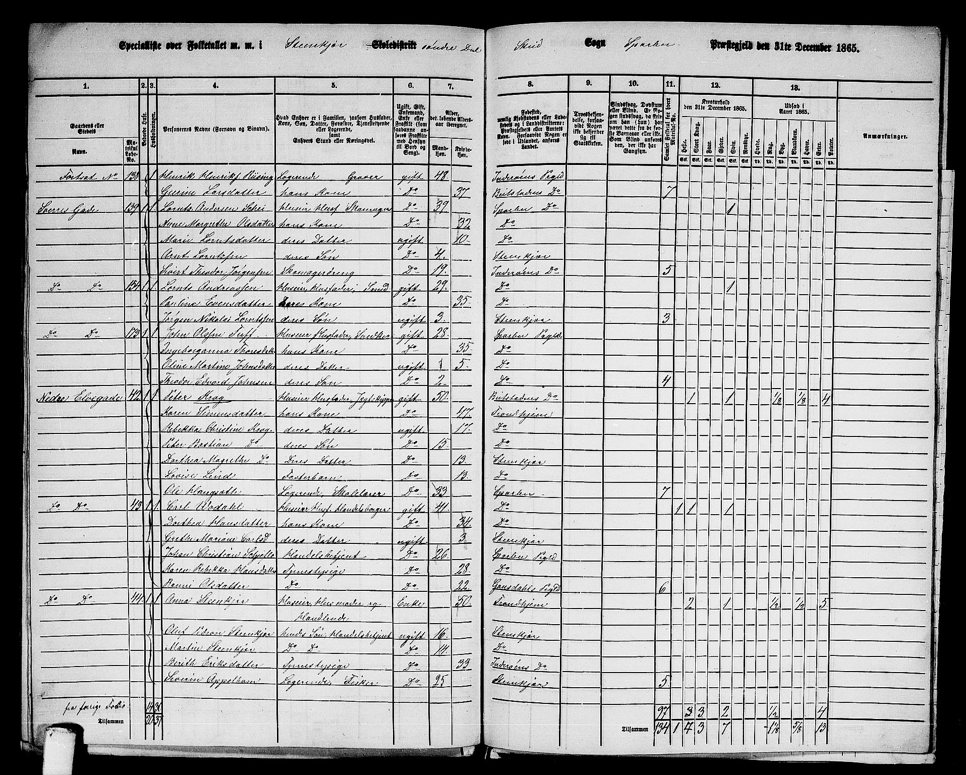 RA, 1865 census for Sparbu, 1865, p. 238