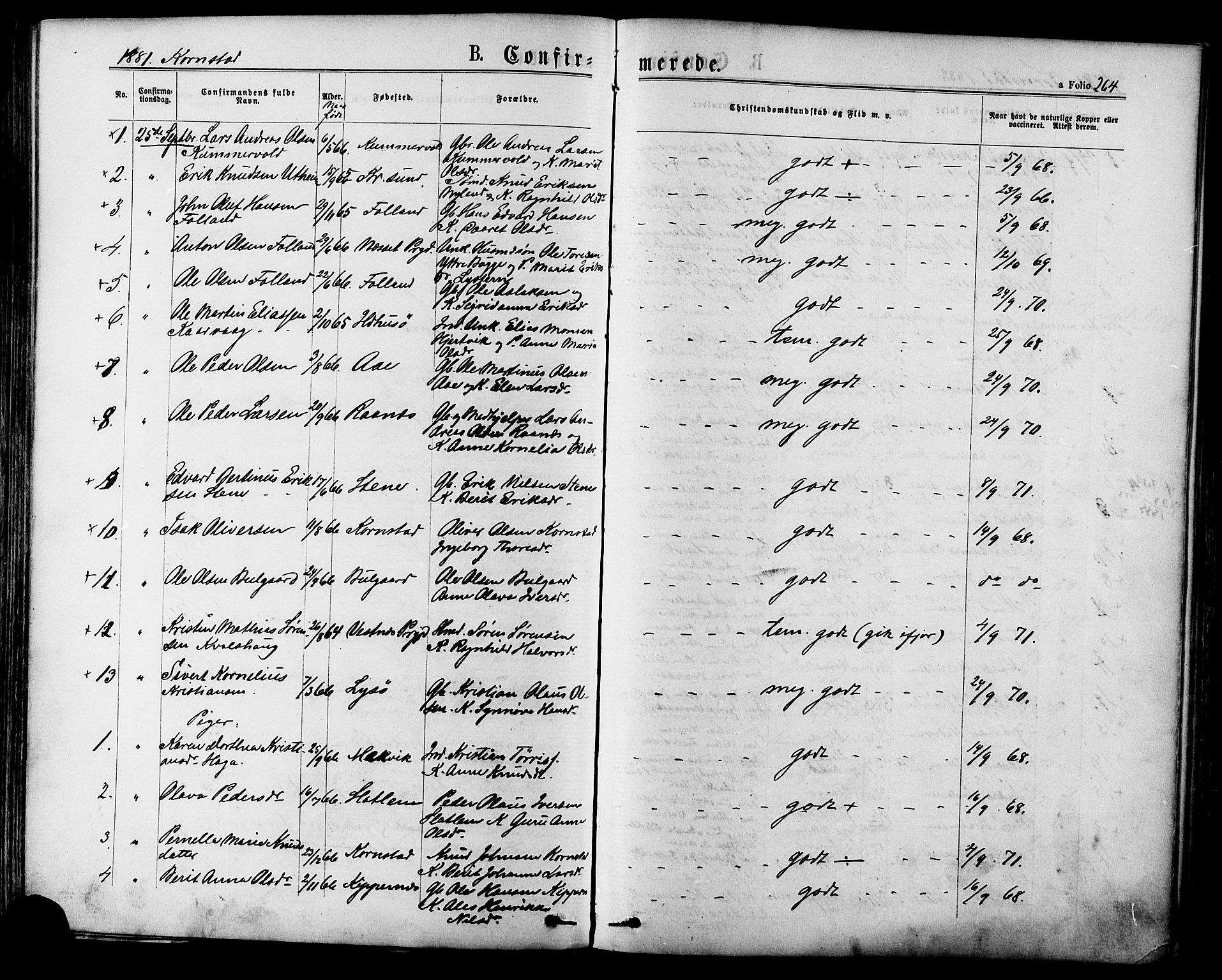 Ministerialprotokoller, klokkerbøker og fødselsregistre - Møre og Romsdal, SAT/A-1454/568/L0806: Parish register (official) no. 568A12 /2, 1878-1884, p. 264