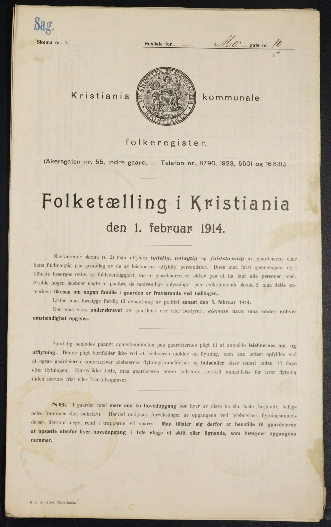 OBA, Municipal Census 1914 for Kristiania, 1914, p. 65343