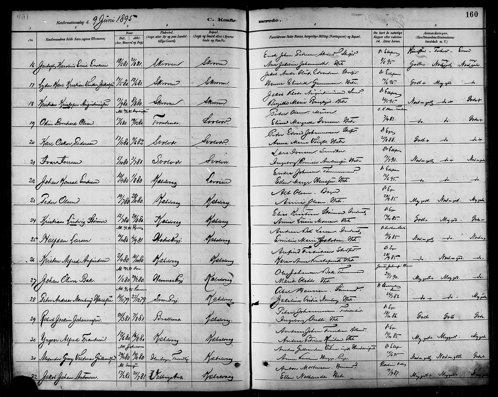 Ministerialprotokoller, klokkerbøker og fødselsregistre - Nordland, AV/SAT-A-1459/874/L1060: Parish register (official) no. 874A04, 1890-1899, p. 160