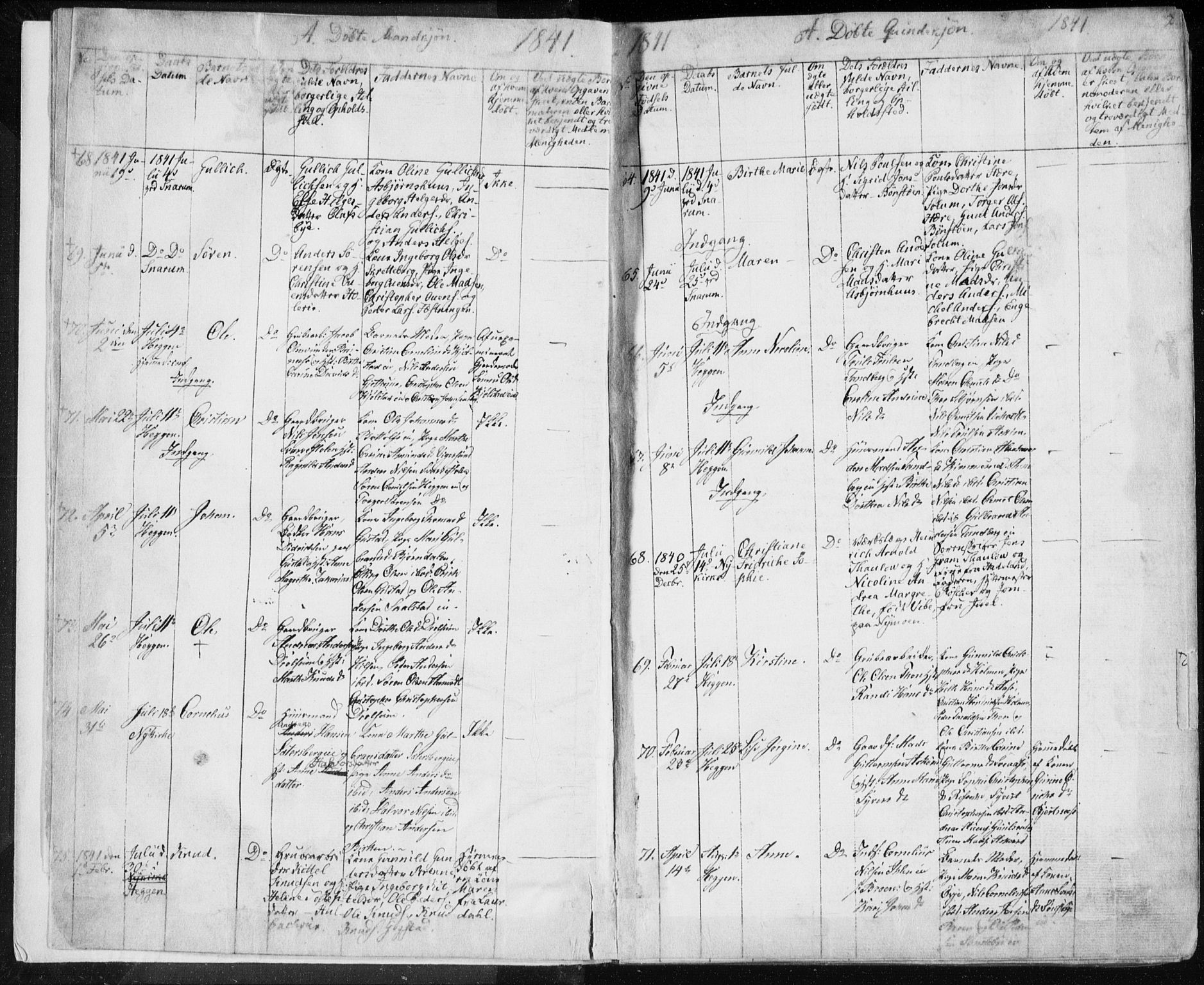 Modum kirkebøker, SAKO/A-234/F/Fa/L0007: Parish register (official) no. 7, 1841-1850, p. 2