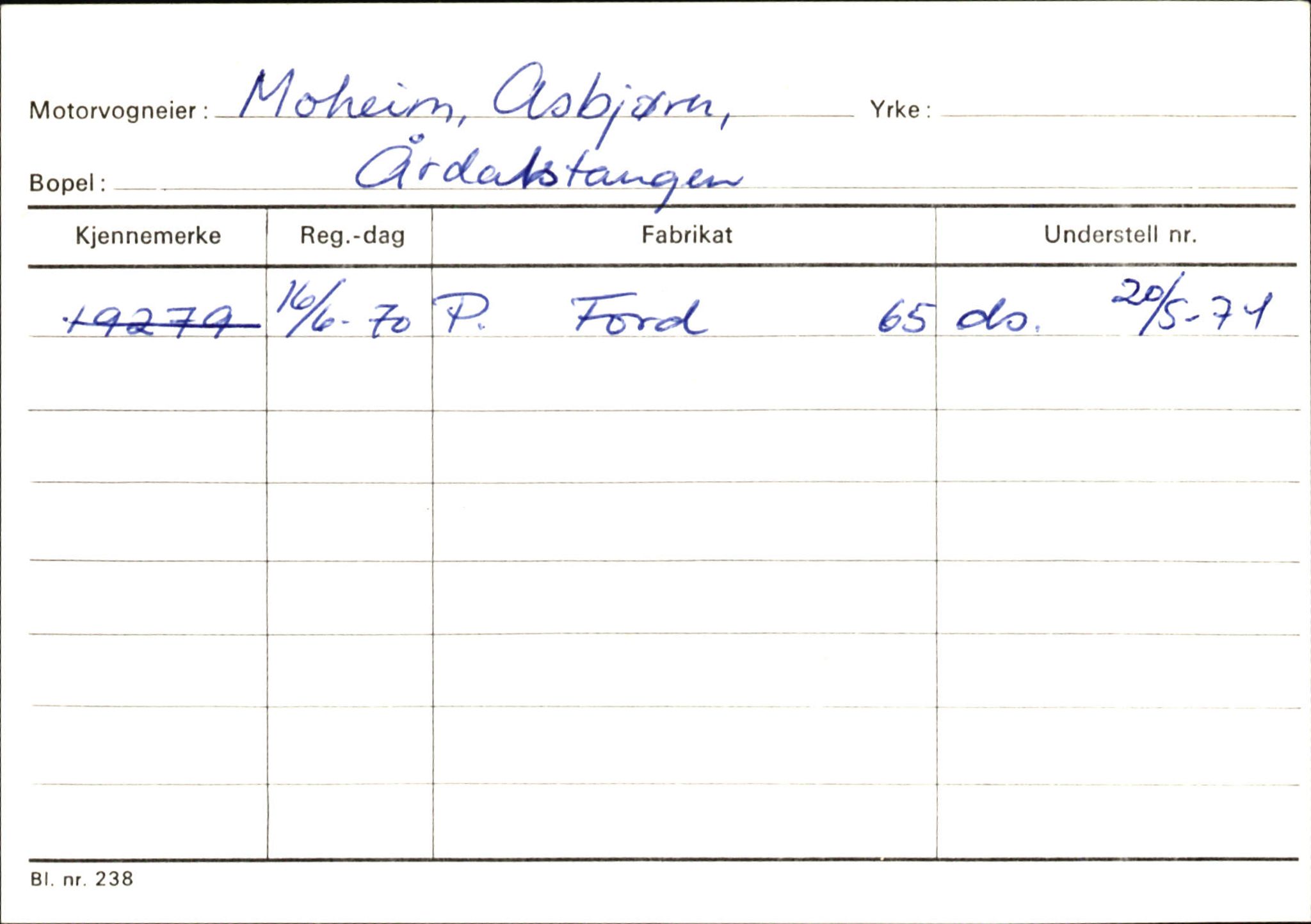 Statens vegvesen, Sogn og Fjordane vegkontor, AV/SAB-A-5301/4/F/L0145: Registerkort Vågsøy S-Å. Årdal I-P, 1945-1975, p. 1824