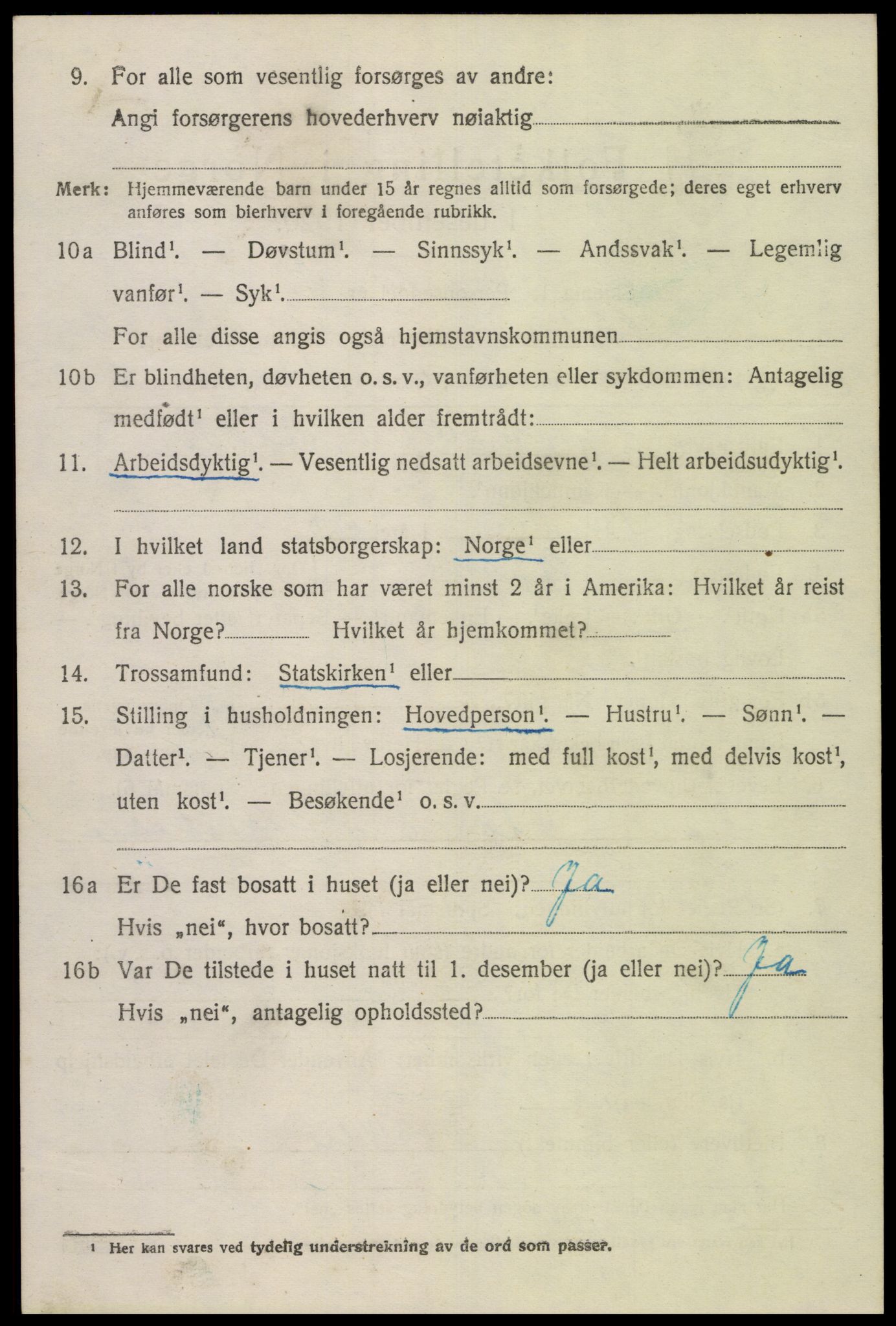 SAK, 1920 census for Gyland, 1920, p. 2187