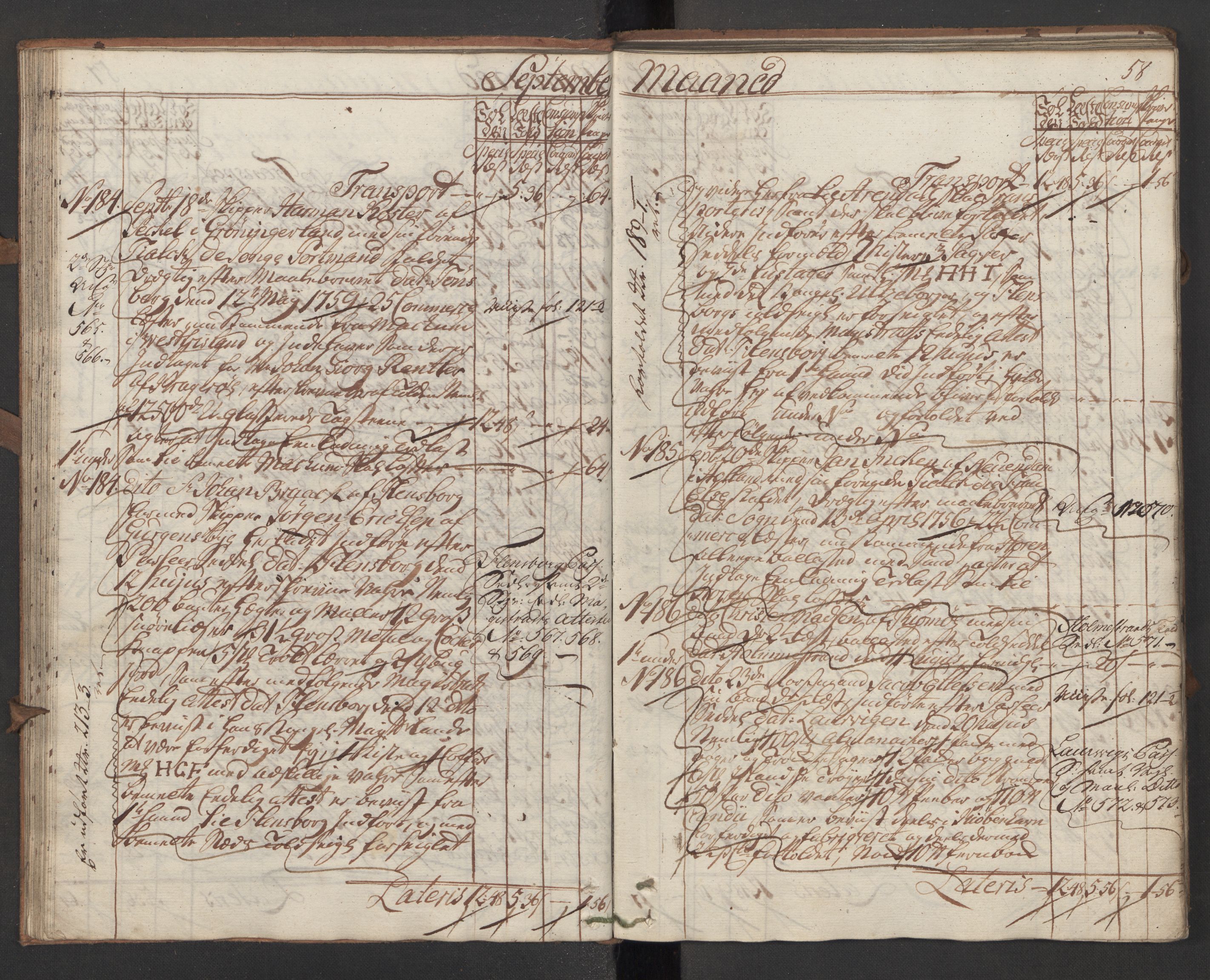 Generaltollkammeret, tollregnskaper, AV/RA-EA-5490/R13/L0028/0001: Tollregnskaper Kragerø / Inngående hovedtollbok, 1760, p. 57b-58a