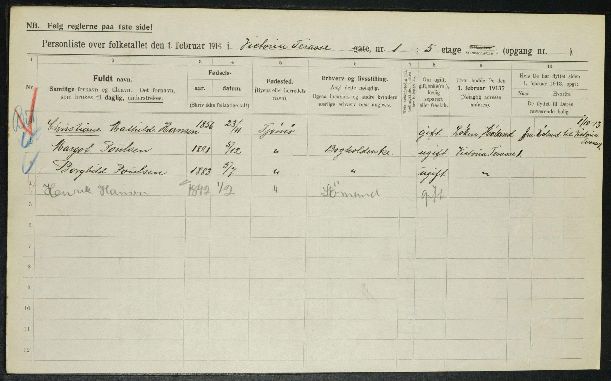 OBA, Municipal Census 1914 for Kristiania, 1914, p. 124534