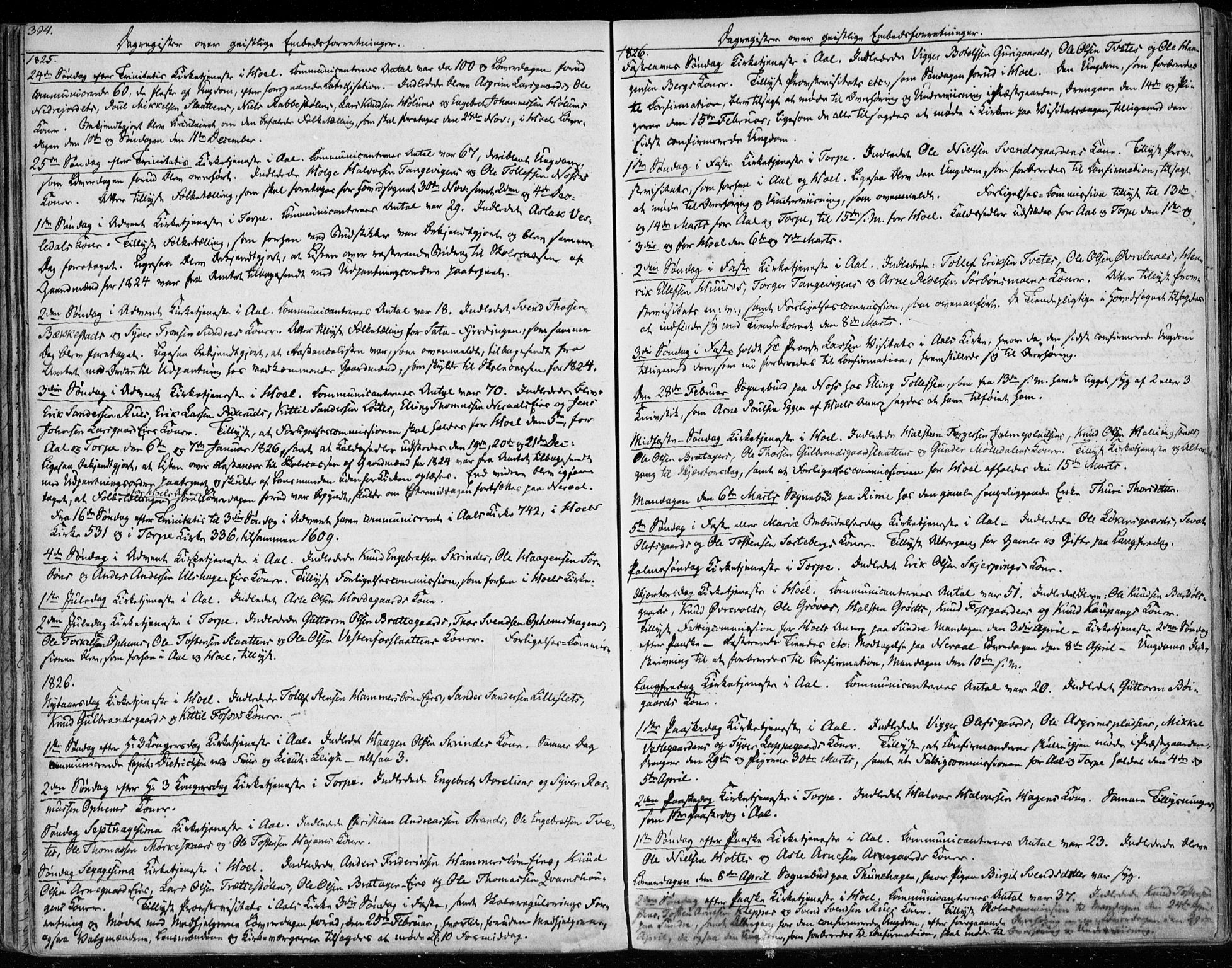 Ål kirkebøker, SAKO/A-249/F/Fa/L0005: Parish register (official) no. I 5, 1825-1848, p. 394