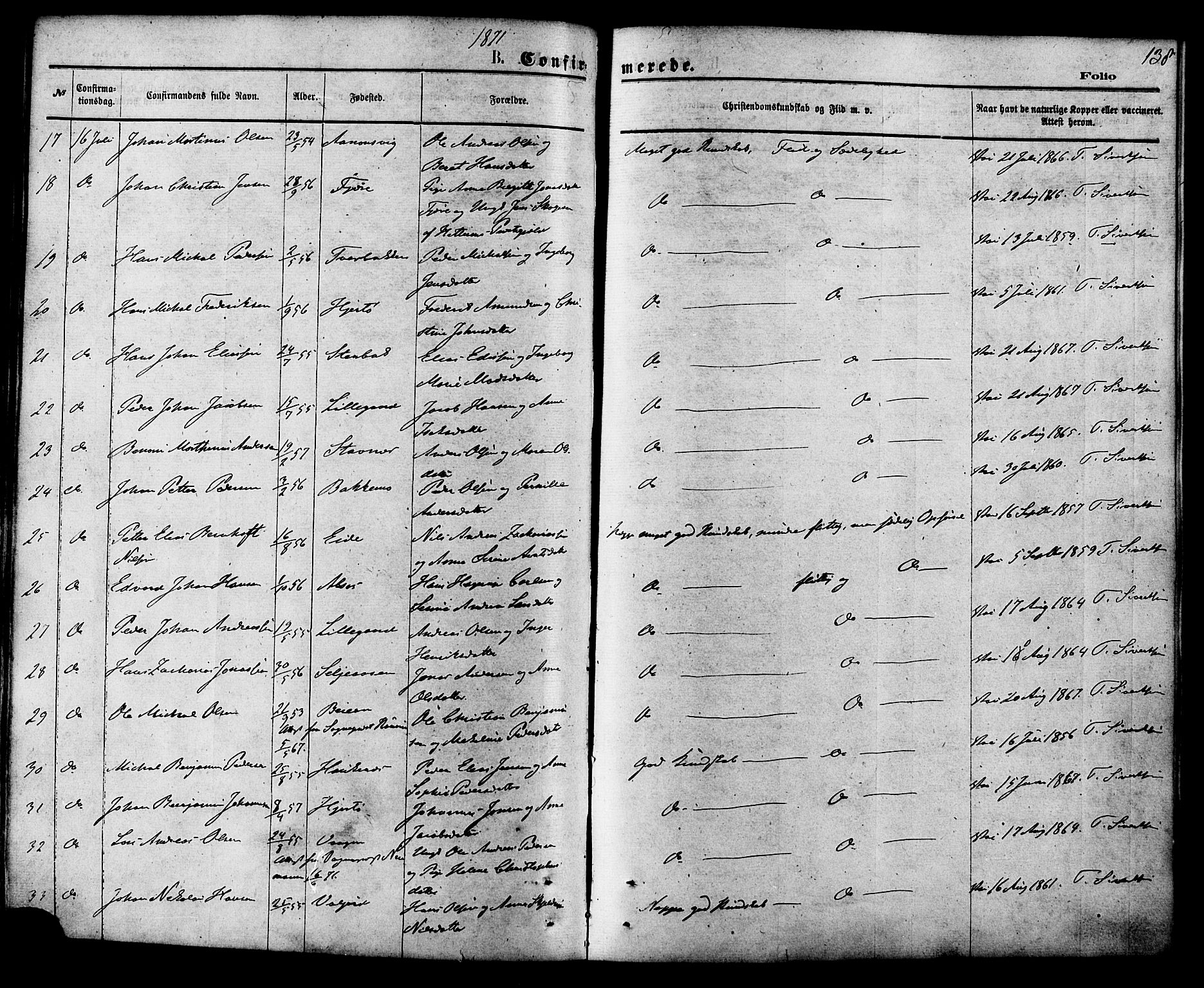 Ministerialprotokoller, klokkerbøker og fødselsregistre - Nordland, AV/SAT-A-1459/853/L0771: Parish register (official) no. 853A10, 1870-1881, p. 138