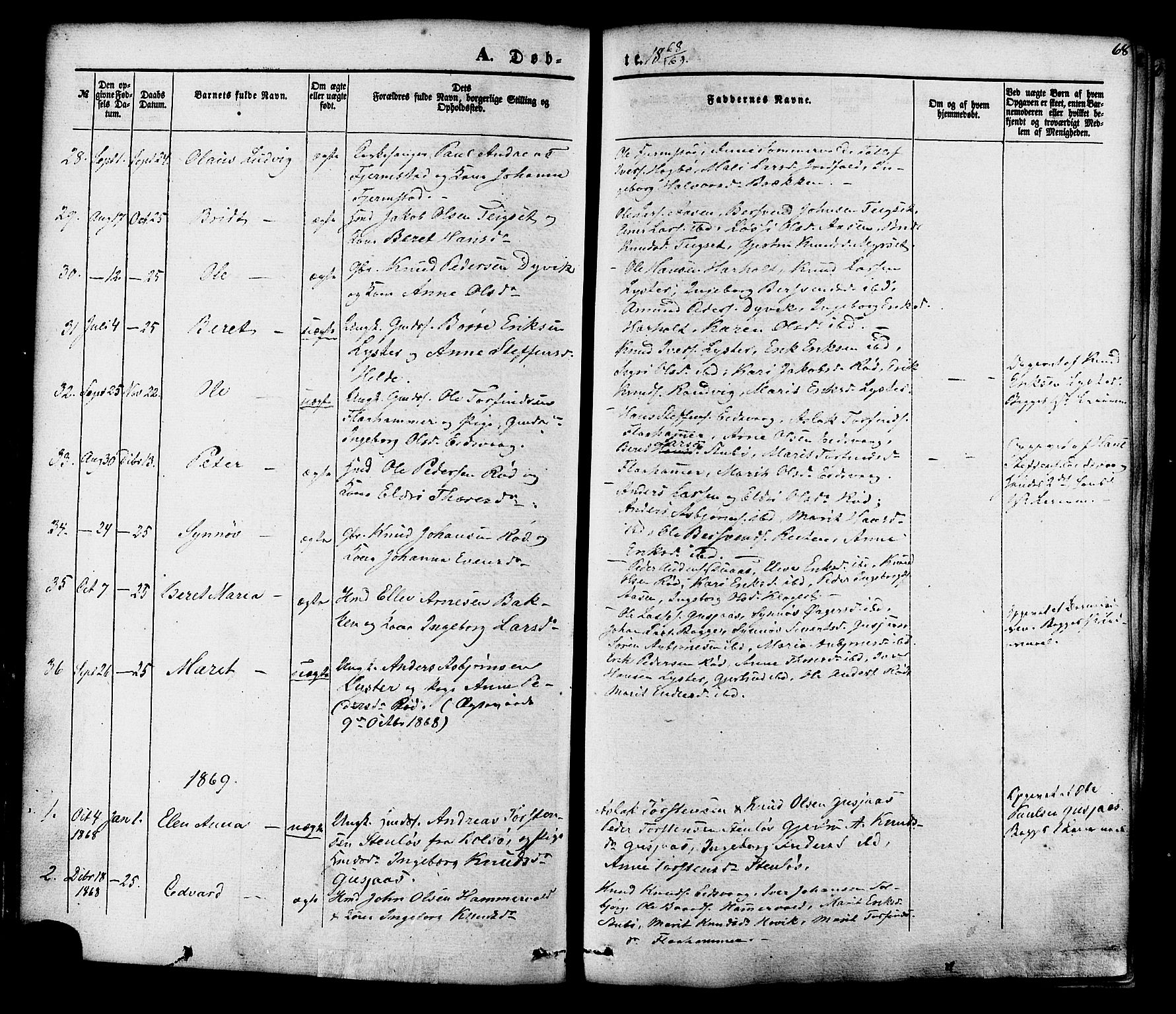 Ministerialprotokoller, klokkerbøker og fødselsregistre - Møre og Romsdal, SAT/A-1454/551/L0625: Parish register (official) no. 551A05, 1846-1879, p. 68