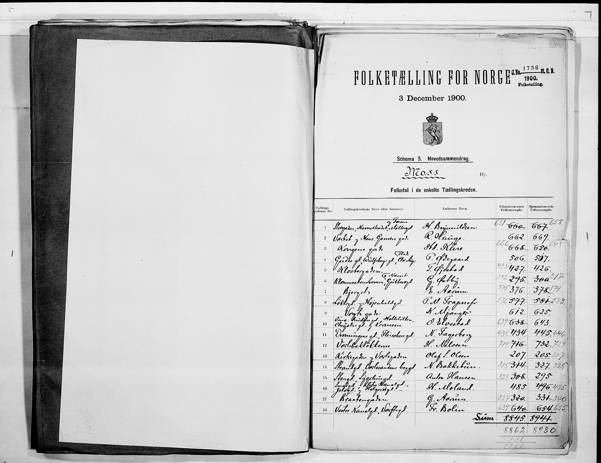 SAO, 1900 census for Moss, 1900, p. 2