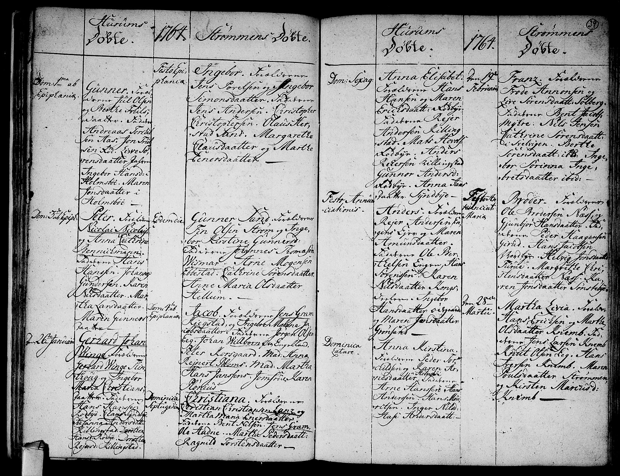 Hurum kirkebøker, SAKO/A-229/F/Fa/L0006: Parish register (official) no. 6, 1756-1770, p. 39