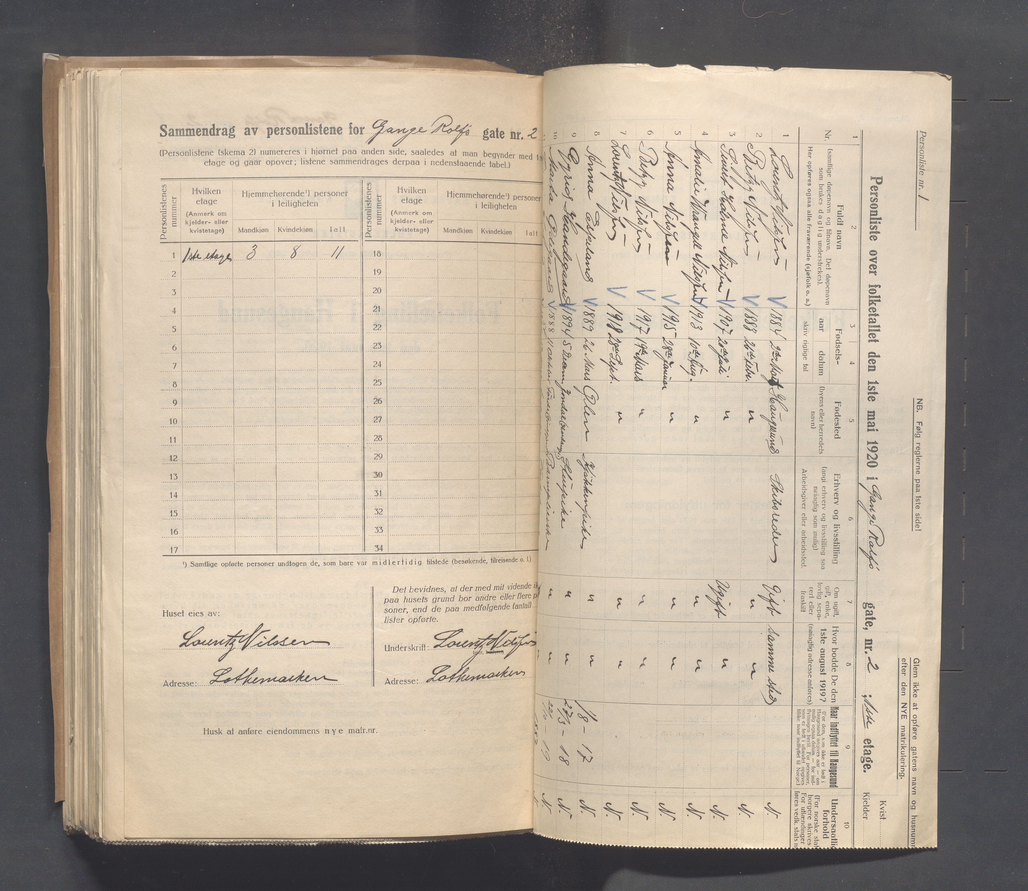 IKAR, Local census 1.5.1920 for Haugesund, 1920, p. 1013