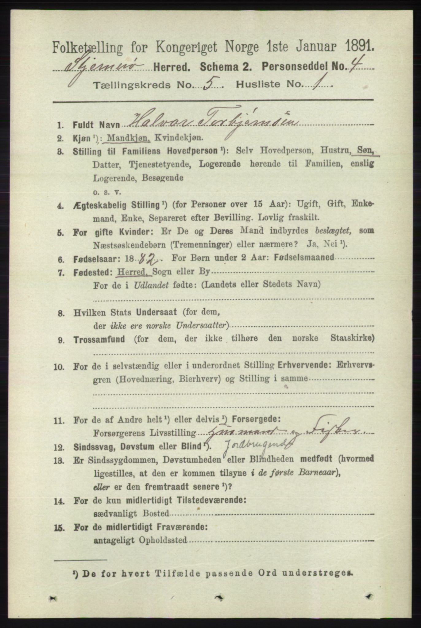 RA, 1891 census for 1140 Sjernarøy, 1891, p. 811