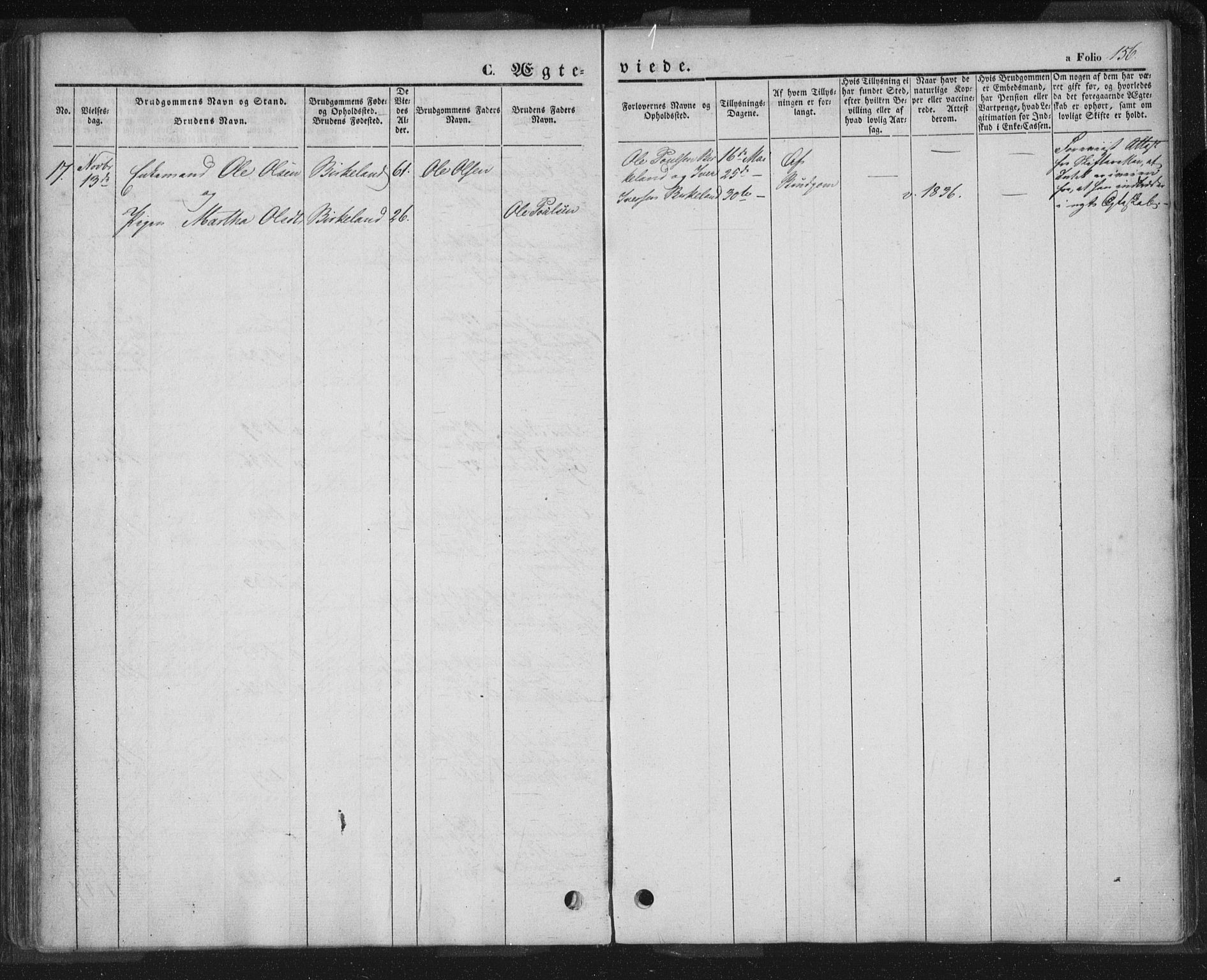 Sand sokneprestkontor, AV/SAST-A-101848/01/III/L0002: Parish register (official) no. A 2, 1838-1859, p. 156