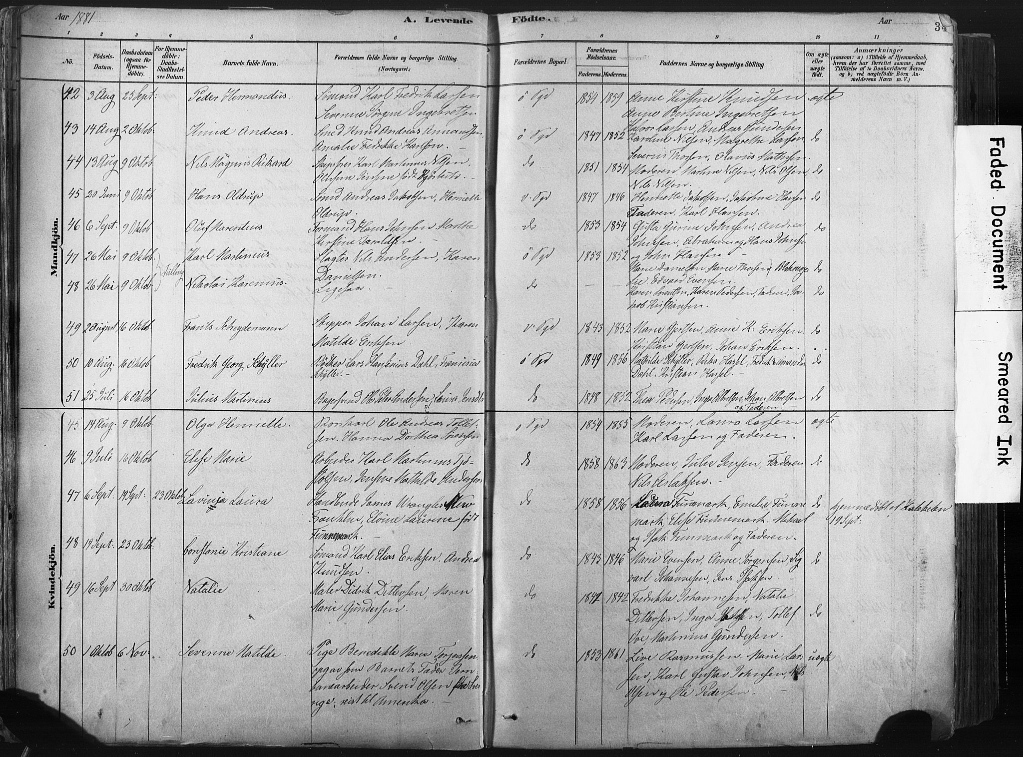 Porsgrunn kirkebøker , AV/SAKO-A-104/F/Fa/L0008: Parish register (official) no. 8, 1878-1895, p. 34