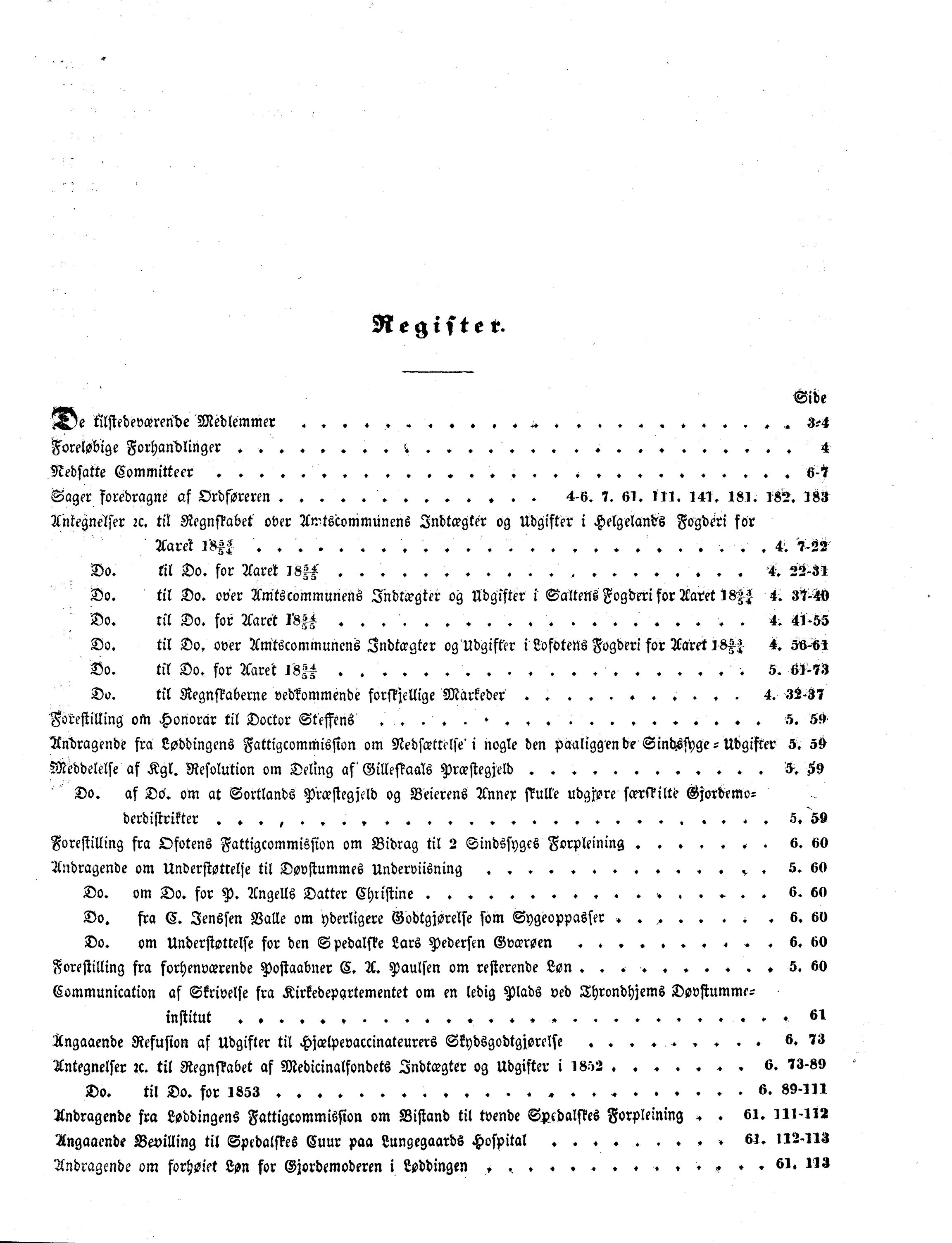 Nordland Fylkeskommune. Fylkestinget, AIN/NFK-17/176/A/Ac/L0003: Fylkestingsforhandlinger 1850-1860, 1850-1860