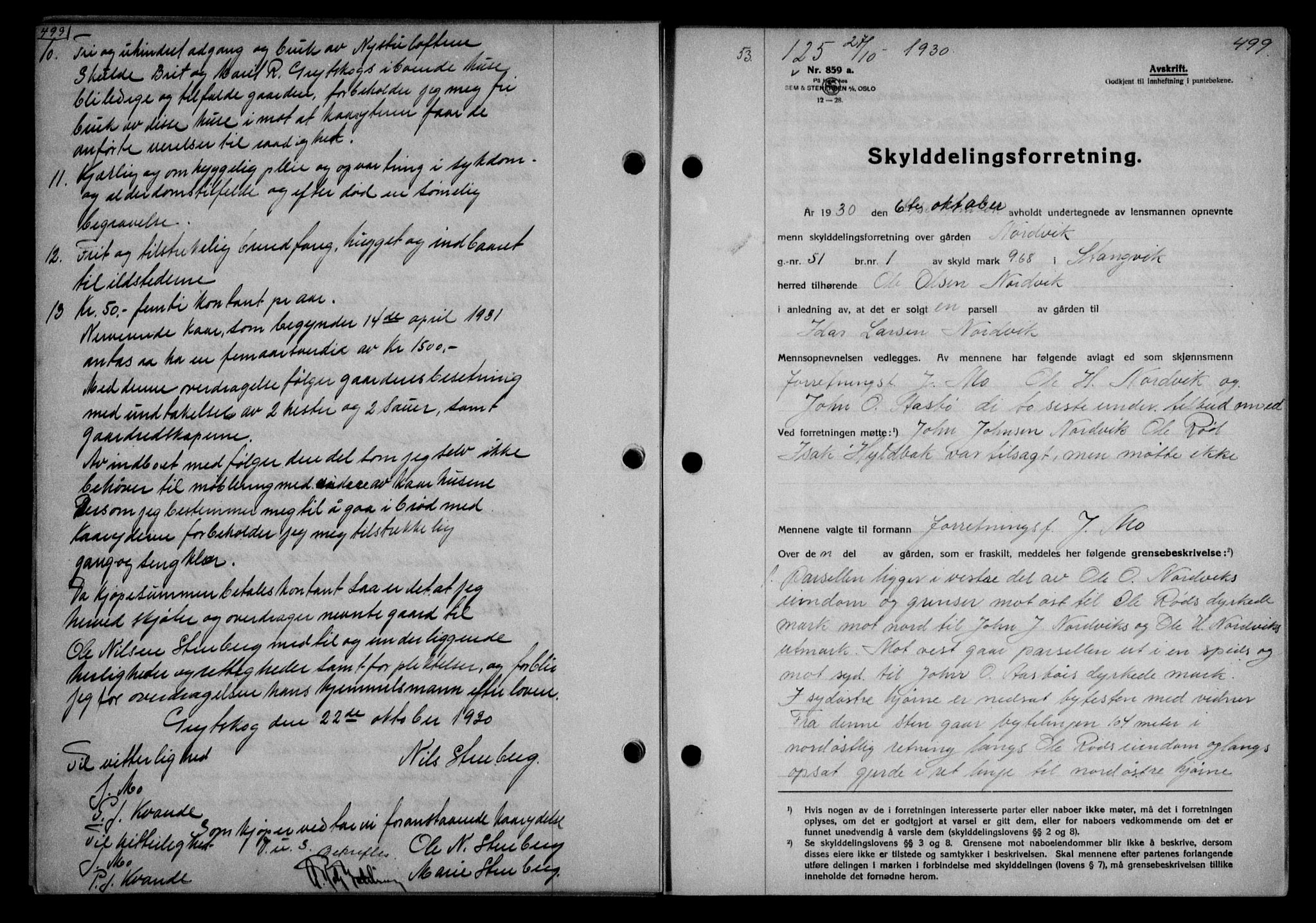 Nordmøre sorenskriveri, AV/SAT-A-4132/1/2/2Ca/L0070: Mortgage book no. 60, 1930-1930, Deed date: 27.10.1930