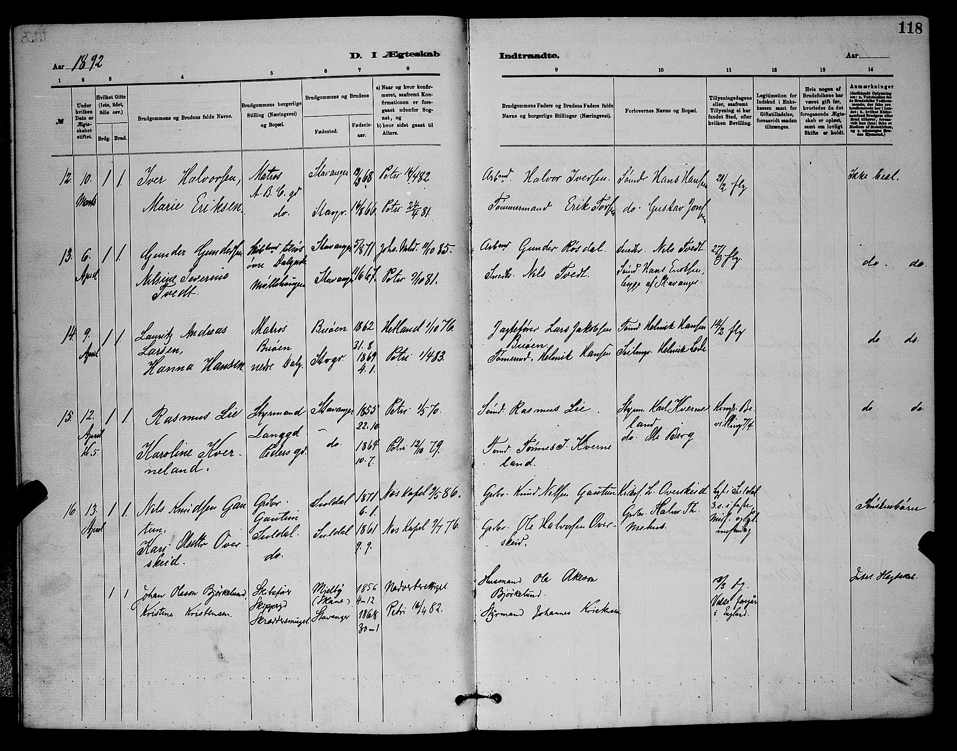 St. Johannes sokneprestkontor, AV/SAST-A-101814/001/30/30BB/L0001: Parish register (copy) no. B 1, 1885-1897, p. 118