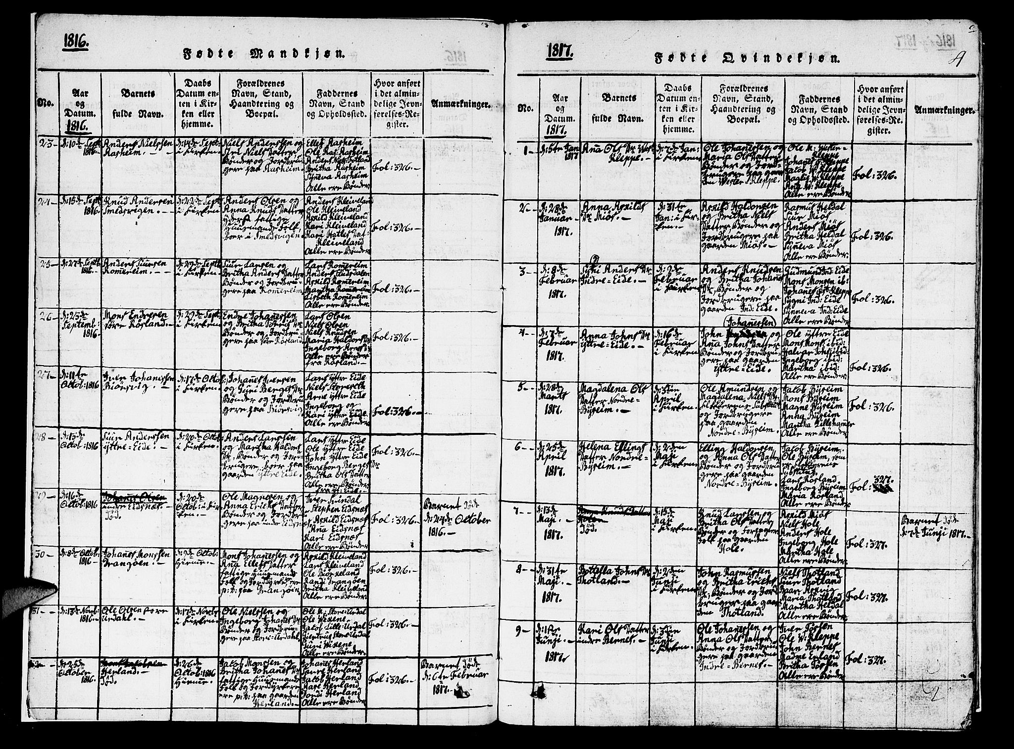 Hosanger sokneprestembete, AV/SAB-A-75801/H/Haa: Parish register (official) no. A 5, 1815-1824, p. 4