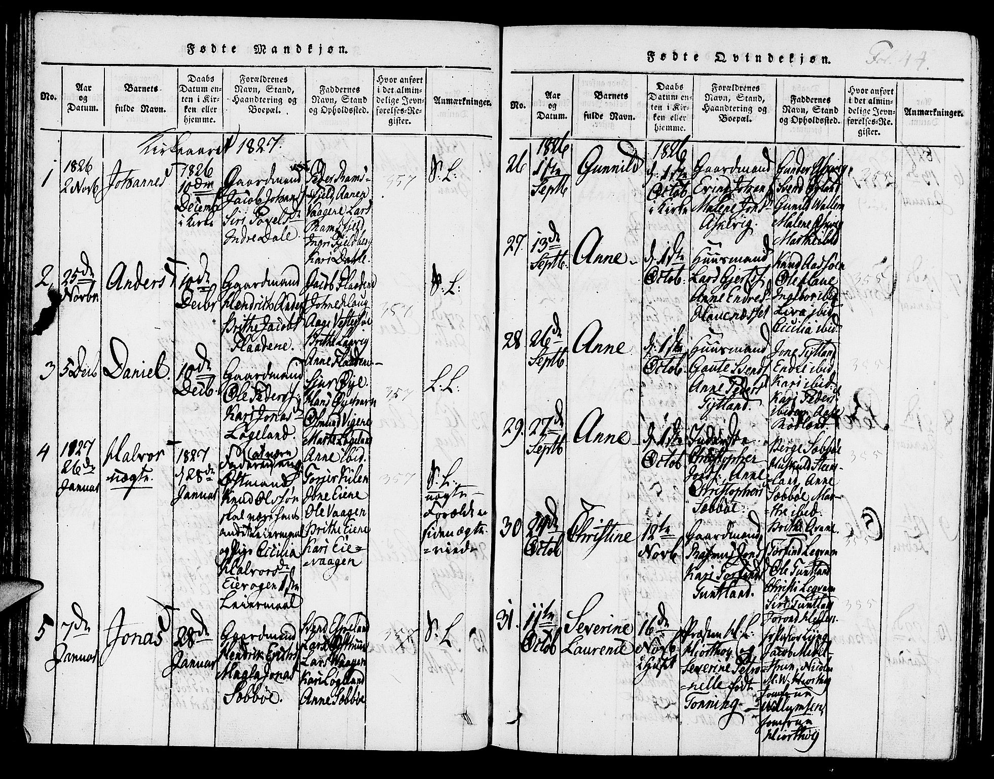Hjelmeland sokneprestkontor, SAST/A-101843/01/IV/L0003: Parish register (official) no. A 3, 1816-1834, p. 44