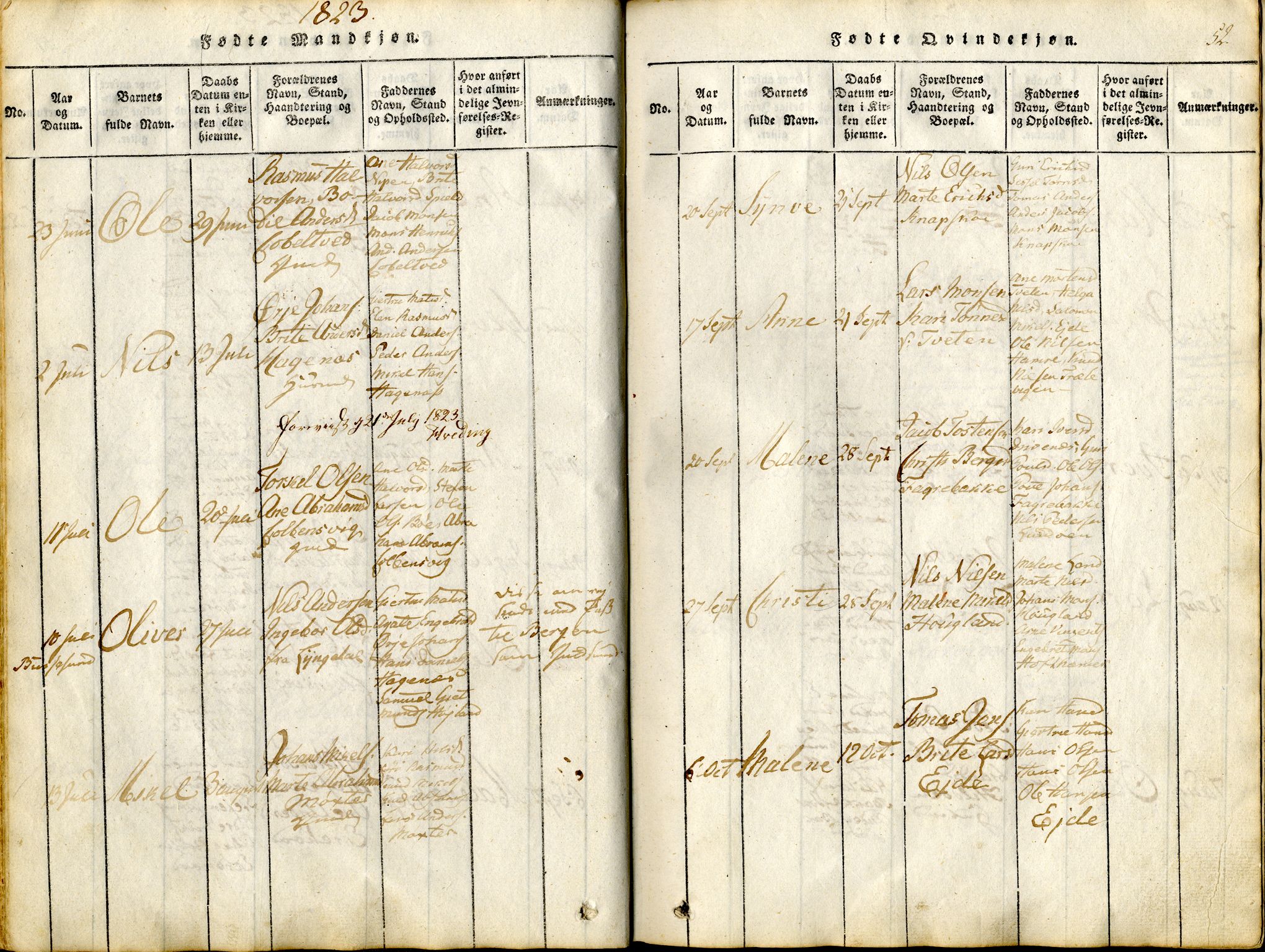 Sund sokneprestembete, SAB/A-99930: Parish register (official) no. A 11, 1814-1825, p. 52