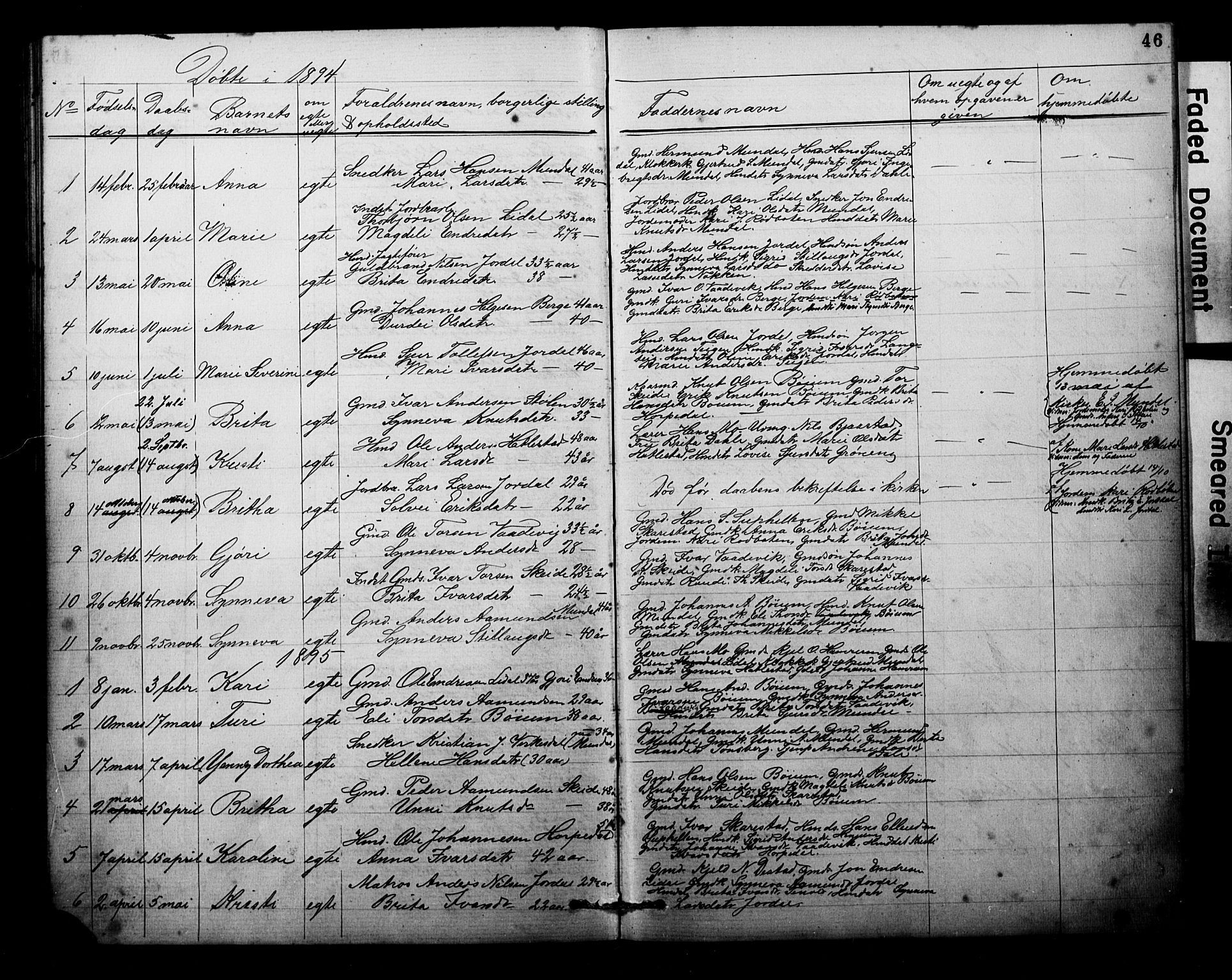 Balestrand sokneprestembete, SAB/A-79601: Parish register (copy) no. B 1A, 1880-1916, p. 46