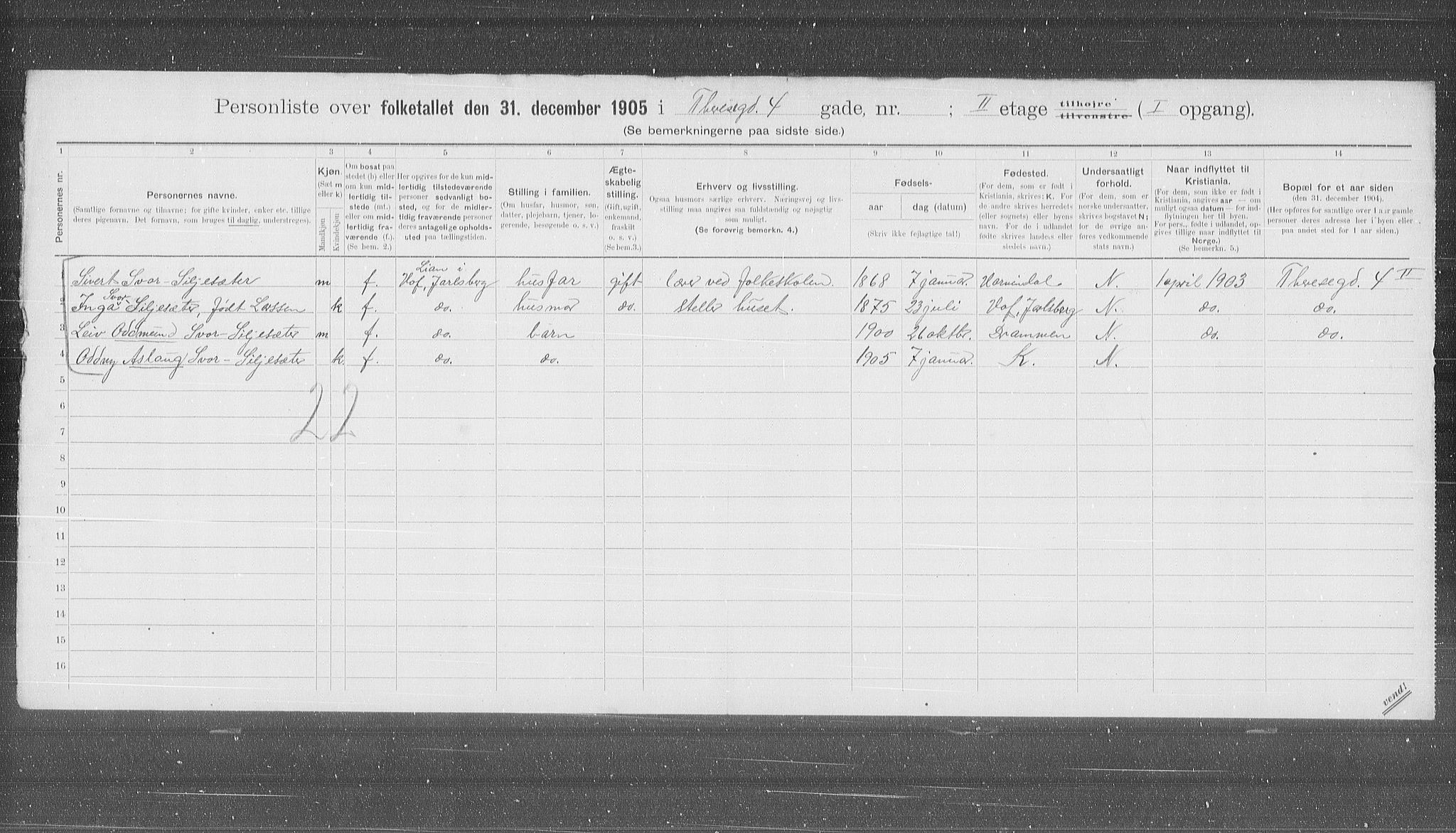 OBA, Municipal Census 1905 for Kristiania, 1905, p. 56410