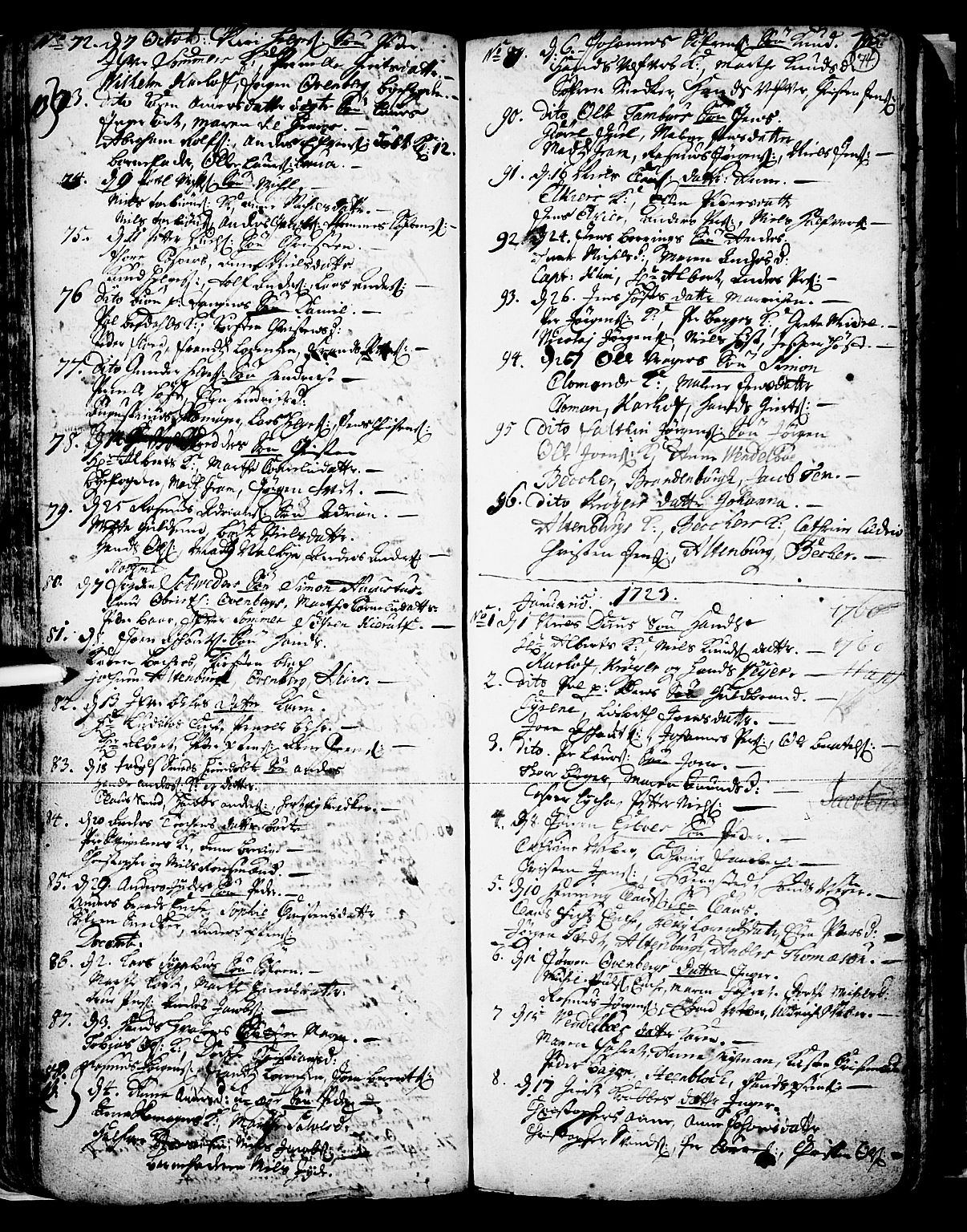 Skien kirkebøker, SAKO/A-302/F/Fa/L0002: Parish register (official) no. 2, 1716-1757, p. 74