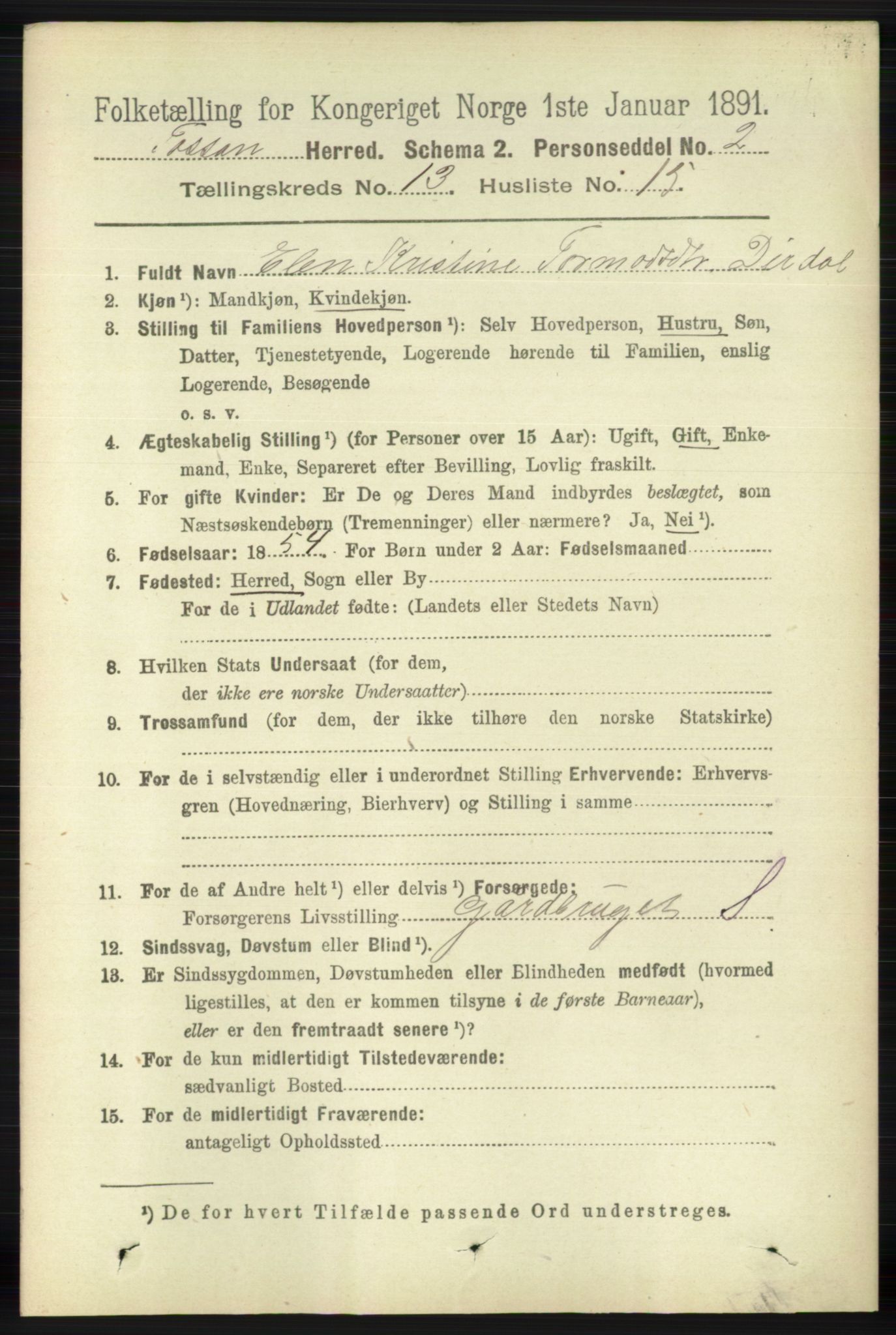 RA, 1891 census for 1129 Forsand, 1891, p. 2152