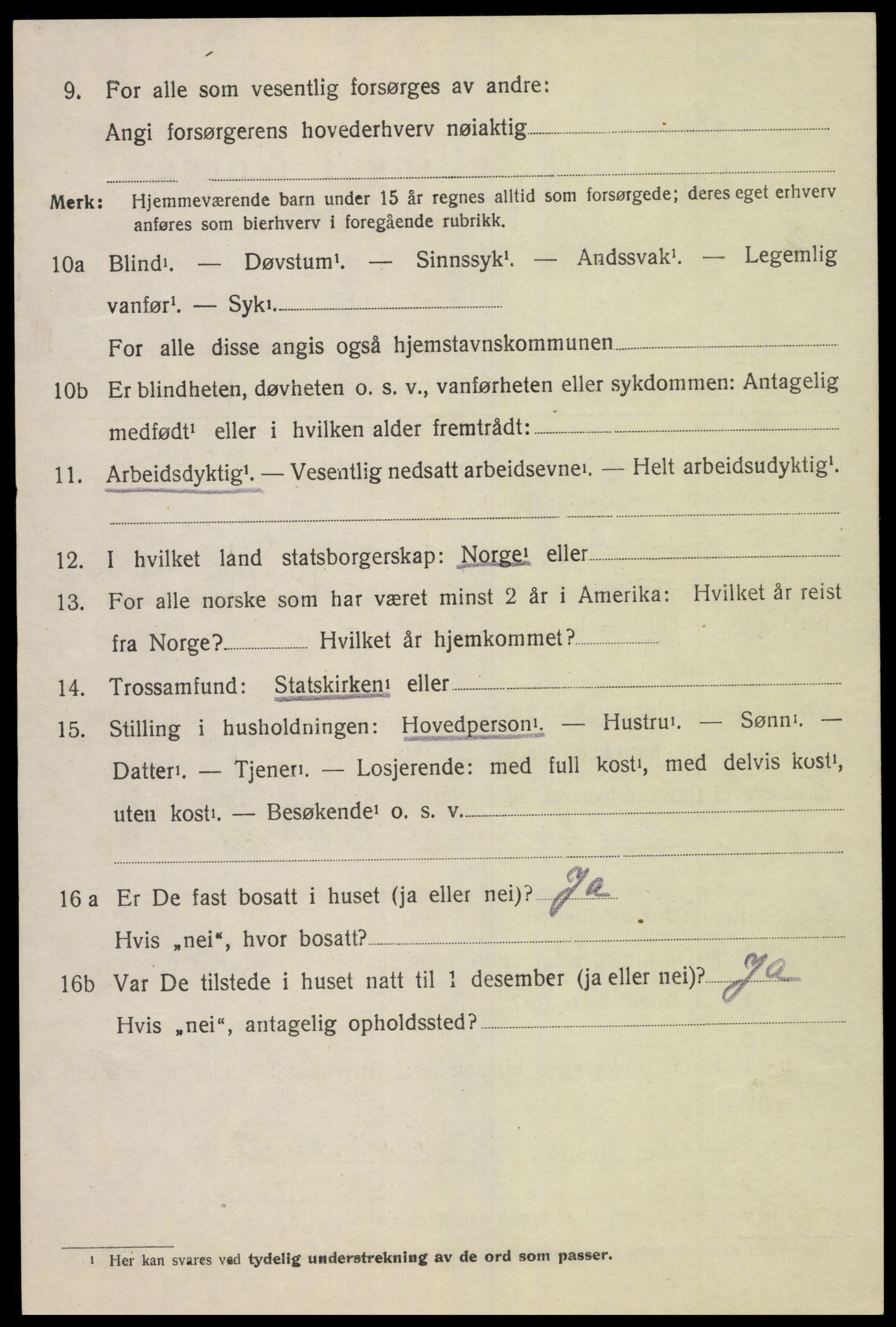 SAK, 1920 census for Holum, 1920, p. 1942