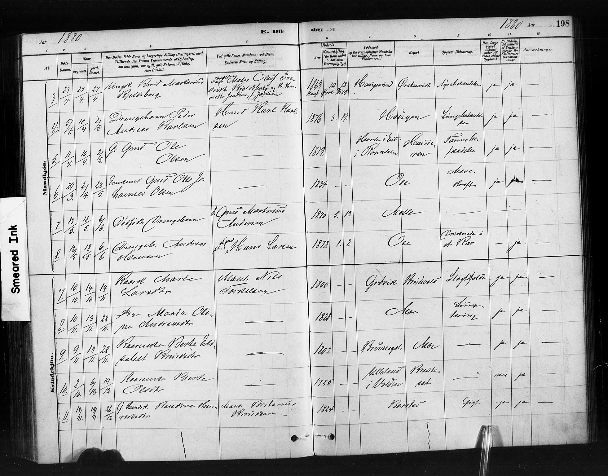 Ministerialprotokoller, klokkerbøker og fødselsregistre - Møre og Romsdal, AV/SAT-A-1454/513/L0176: Parish register (official) no. 513A03, 1877-1889, p. 198