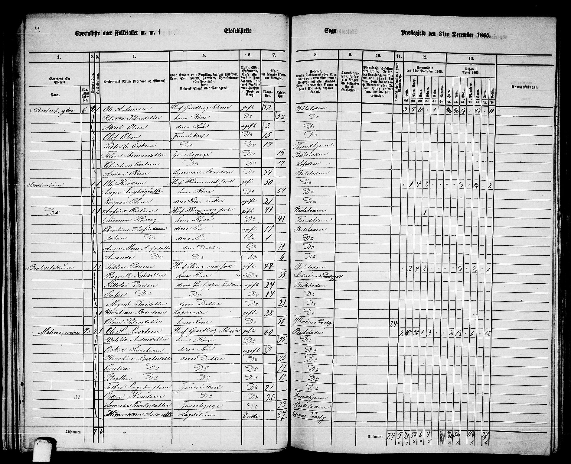 RA, 1865 census for Beitstad, 1865, p. 35