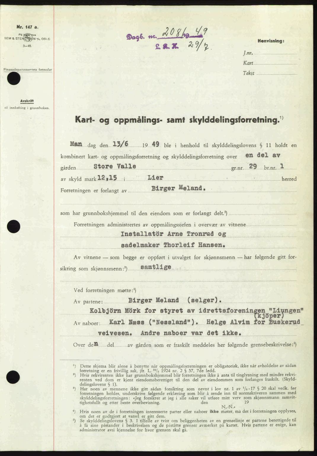 Lier, Røyken og Hurum sorenskriveri, AV/SAKO-A-89/G/Ga/Gab/L0101: Mortgage book no. 101, 1949-1949, Diary no: : 2081/1949