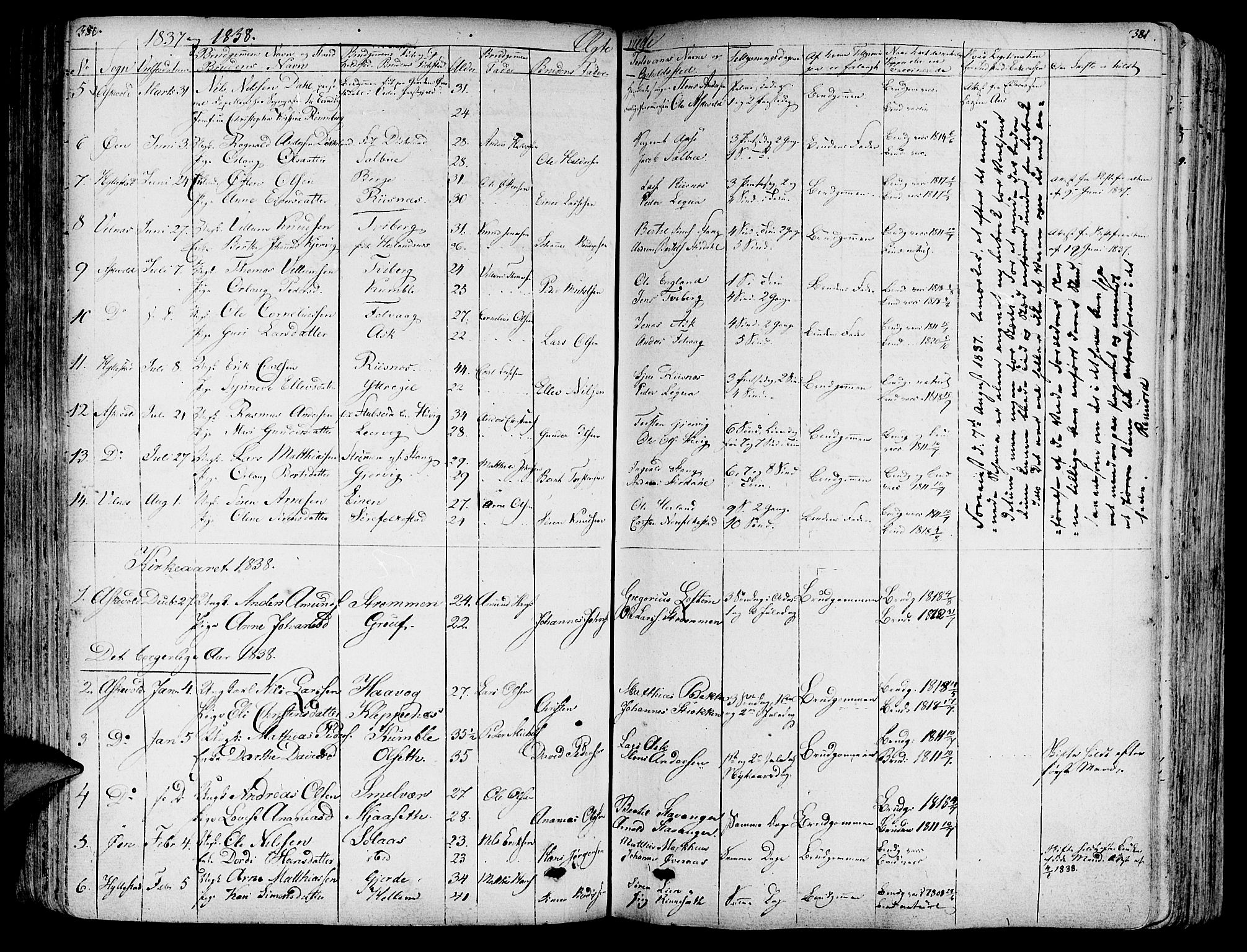 Askvoll sokneprestembete, SAB/A-79501/H/Haa/Haaa/L0010: Parish register (official) no. A 10, 1821-1844, p. 380-381