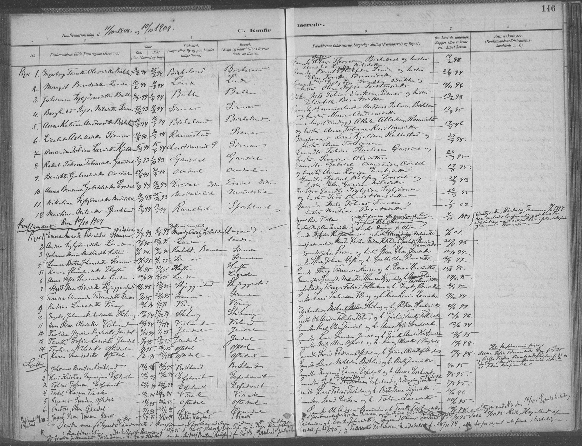 Bakke sokneprestkontor, SAK/1111-0002/F/Fa/Faa/L0008: Parish register (official) no. A 8, 1887-1911, p. 146
