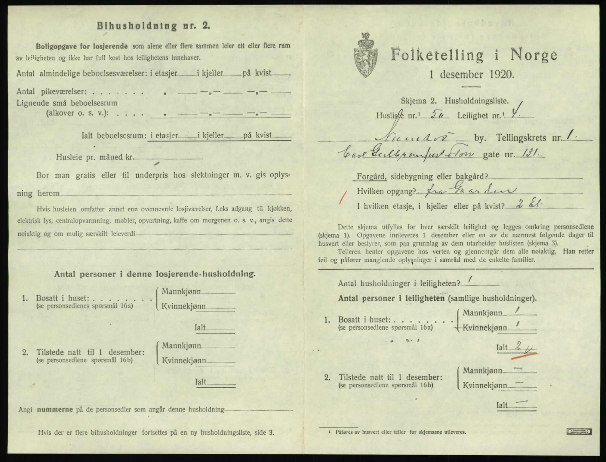 SAT, 1920 census for Namsos, 1920, p. 971