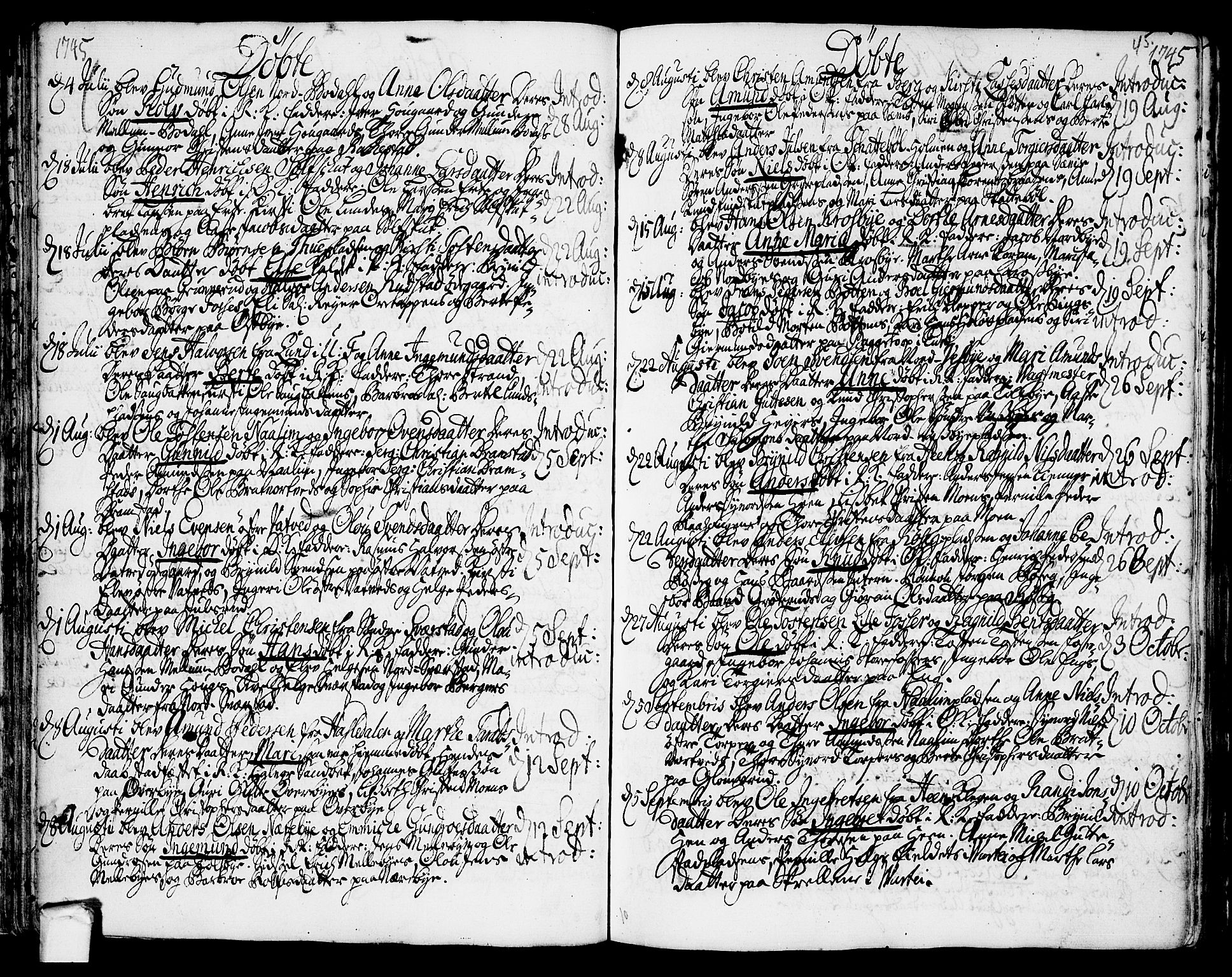 Rakkestad prestekontor Kirkebøker, AV/SAO-A-2008/F/Fa/L0002: Parish register (official) no. I 2, 1741-1751, p. 45