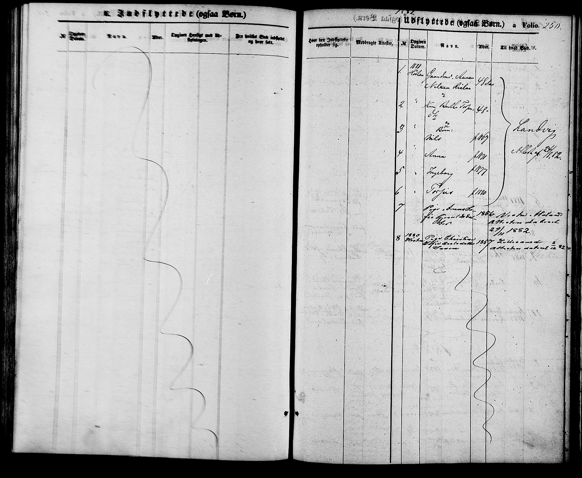 Birkenes sokneprestkontor, AV/SAK-1111-0004/F/Fa/L0004: Parish register (official) no. A 4, 1867-1886, p. 250