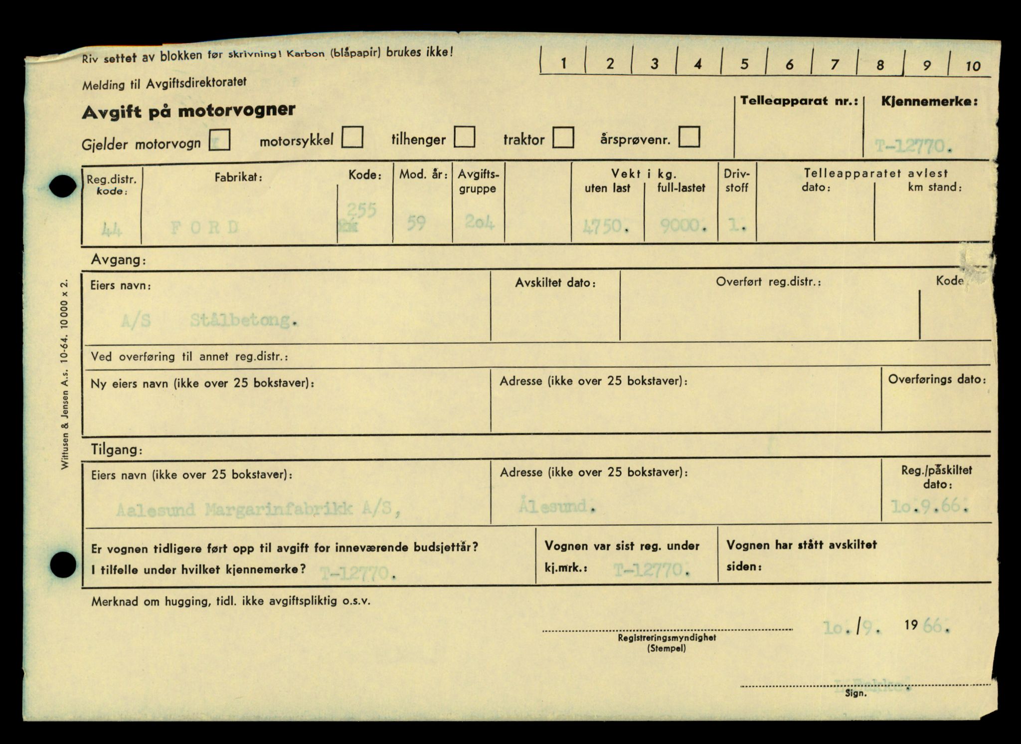 Møre og Romsdal vegkontor - Ålesund trafikkstasjon, AV/SAT-A-4099/F/Fe/L0035: Registreringskort for kjøretøy T 12653 - T 12829, 1927-1998, p. 2760