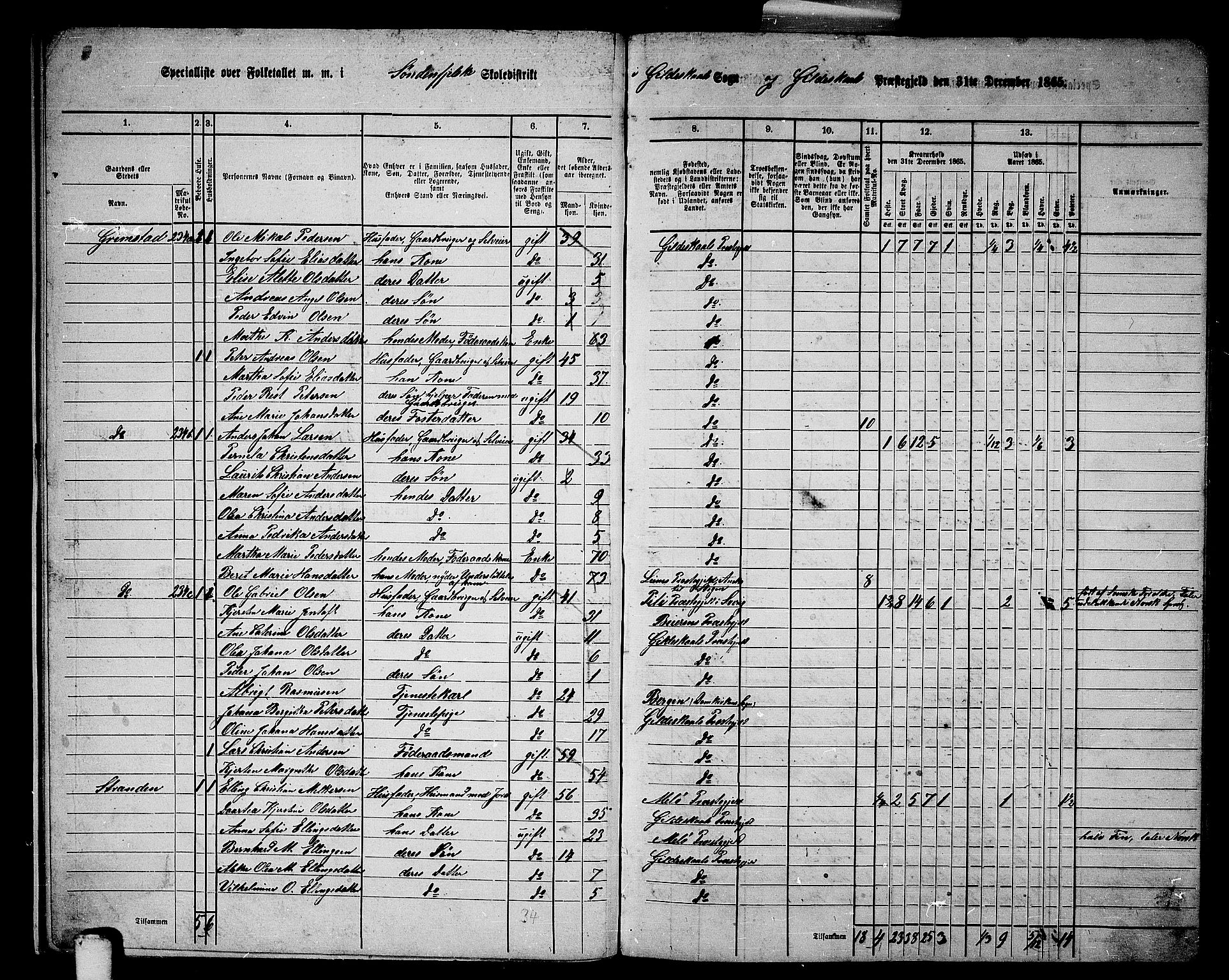 RA, 1865 census for Gildeskål, 1865, p. 11