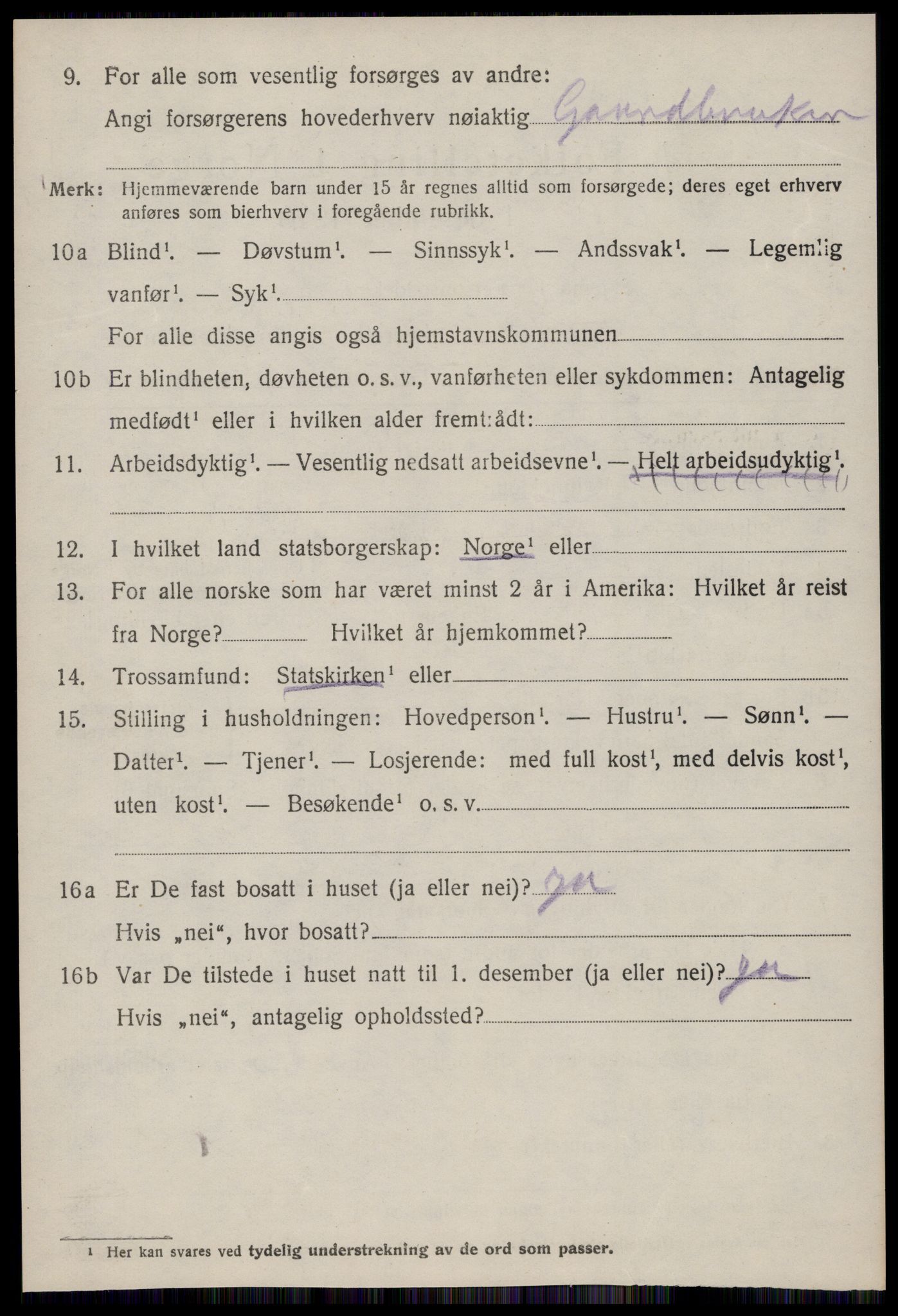 SAT, 1920 census for Borgund, 1920, p. 18099