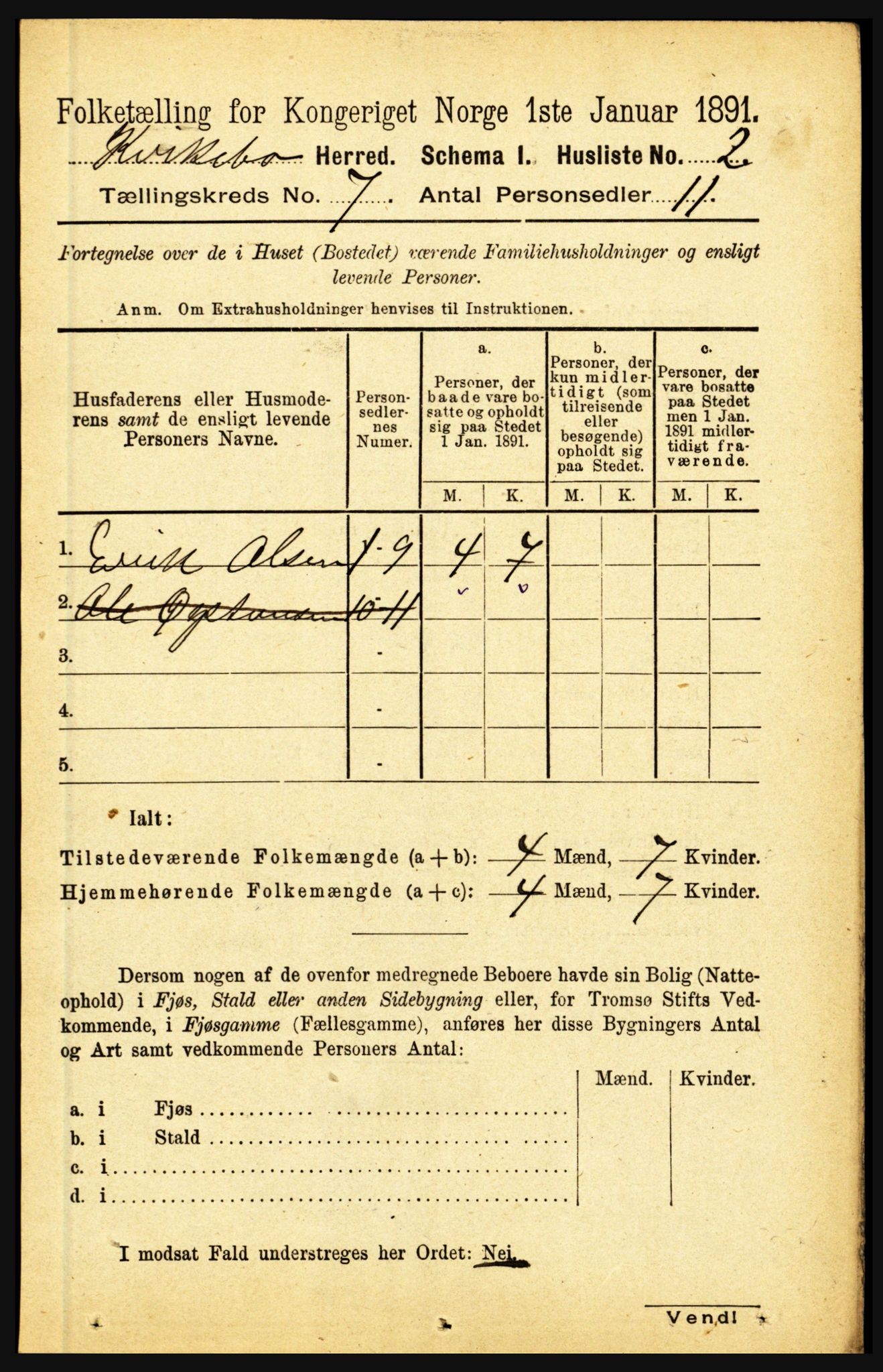 RA, 1891 census for 1416 Kyrkjebø, 1891, p. 1807