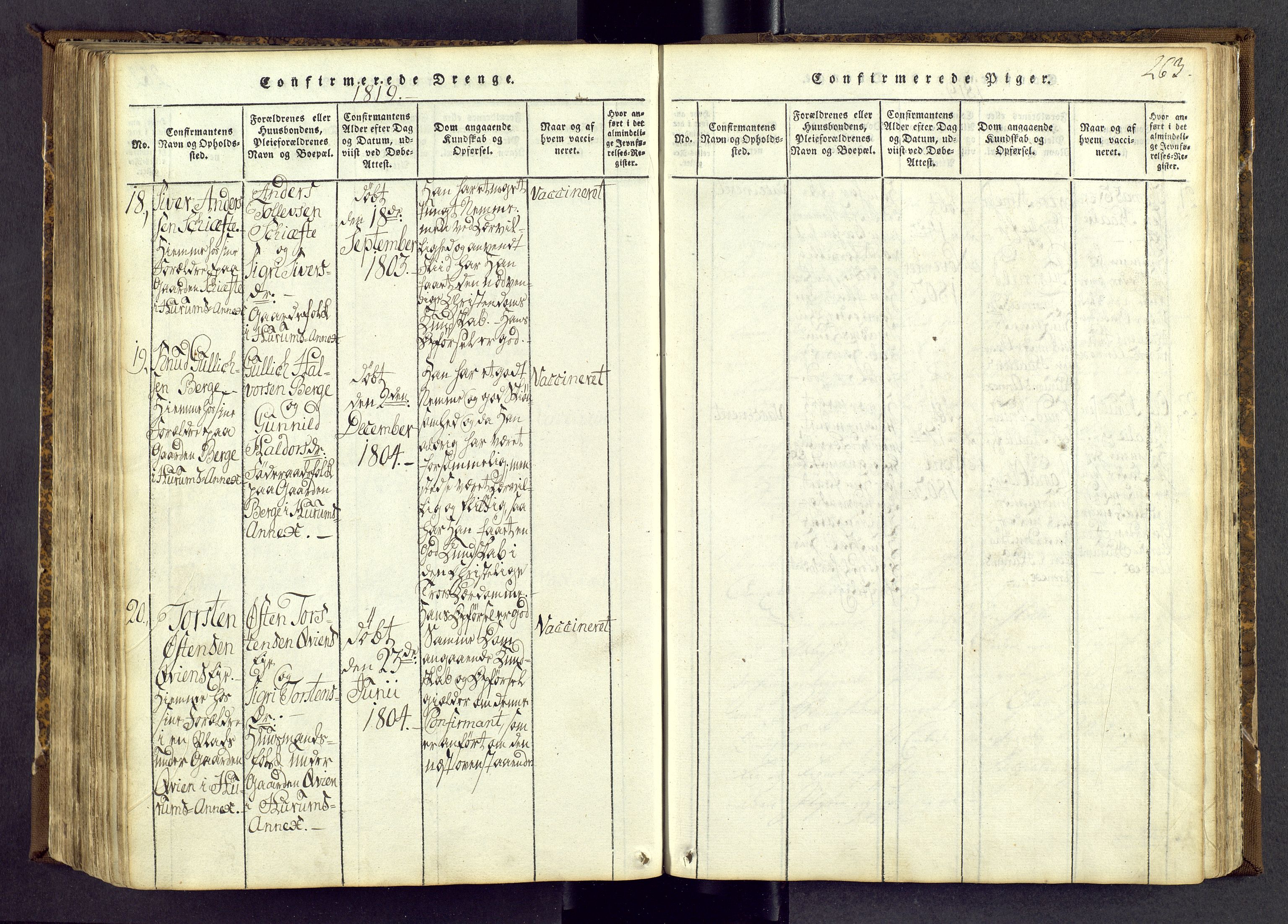 Vang prestekontor, Valdres, AV/SAH-PREST-140/H/Ha/L0004: Parish register (official) no. 4, 1814-1831, p. 263