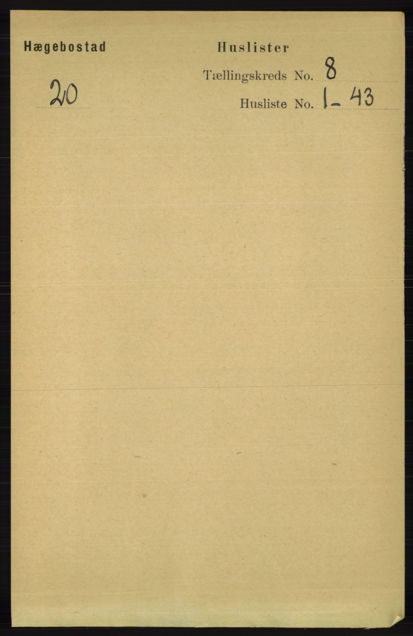 RA, 1891 census for 1034 Hægebostad, 1891, p. 2419